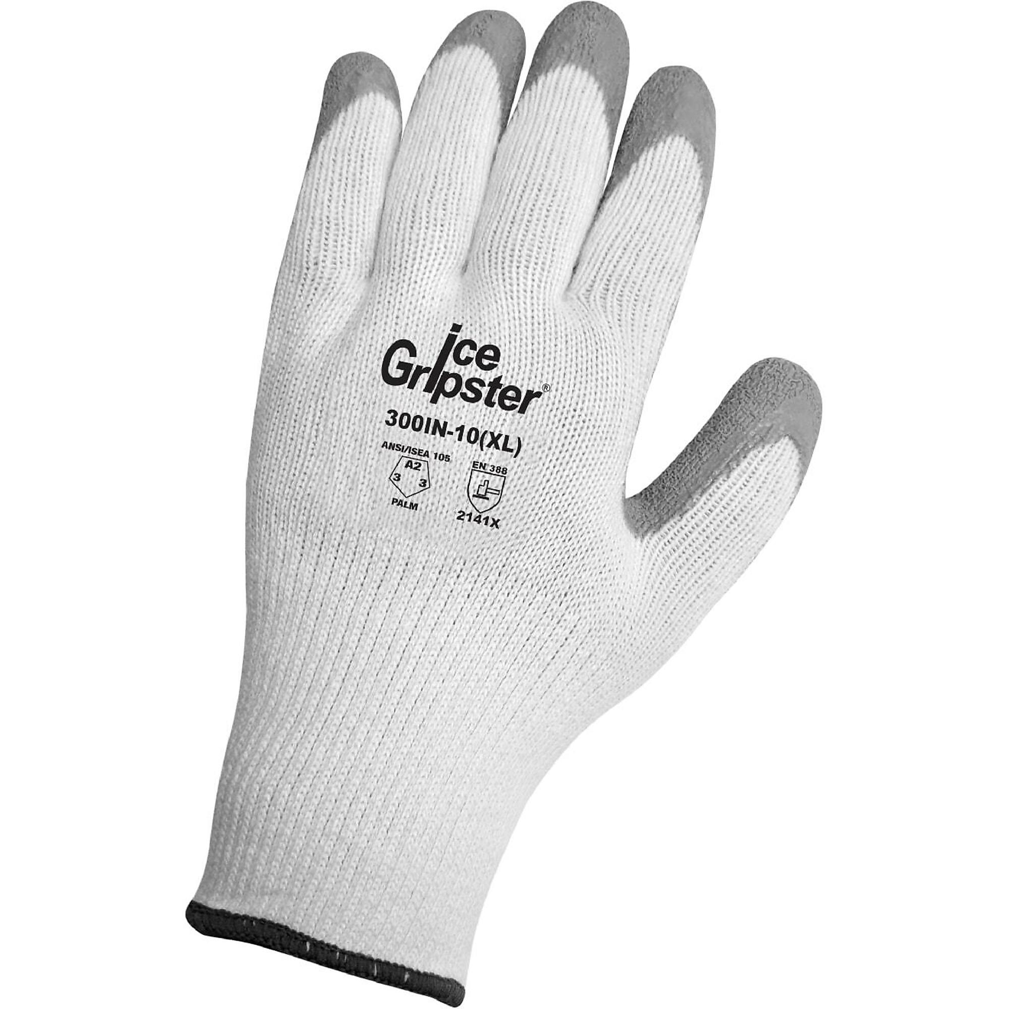 Global Glove Ice Gripster®, White, Insulated, Rubber Dip, Cut Resist A2 Gloves 12 Pairs, Size S