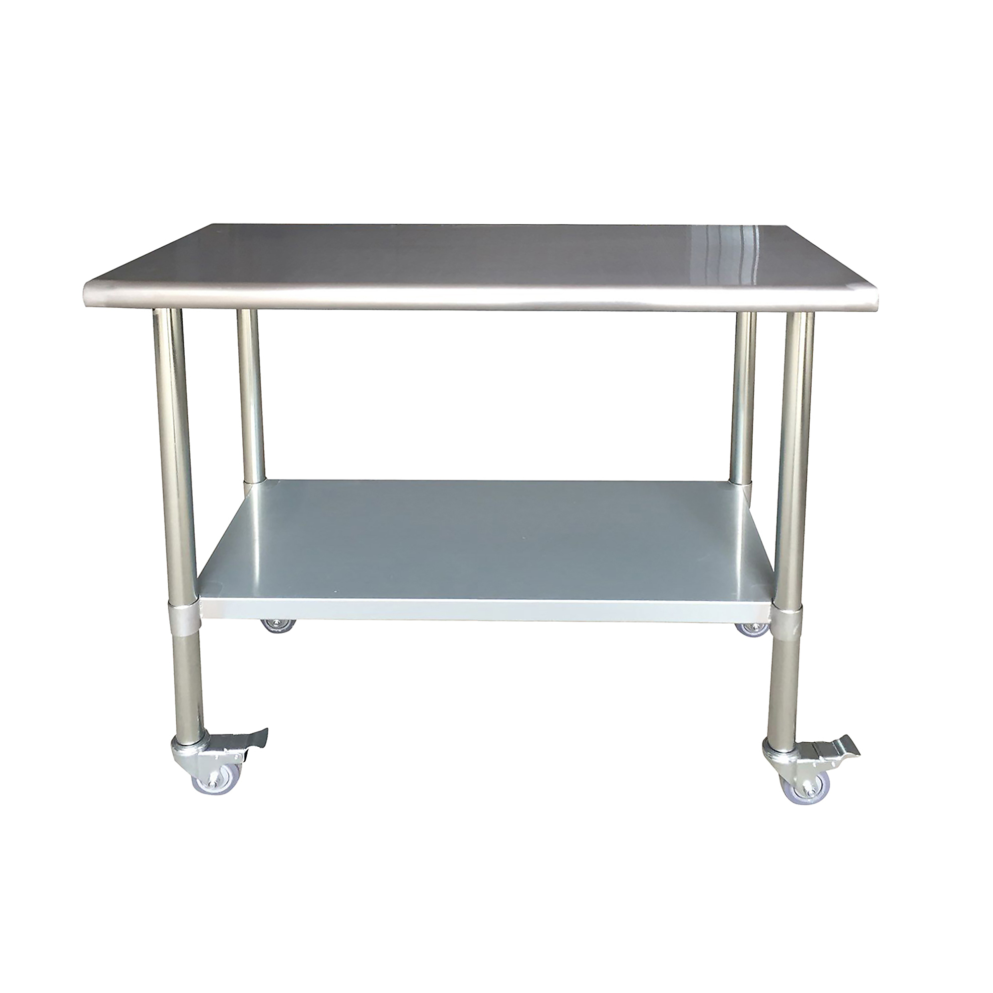 Sportsman Series Stainless Steel Work Table with Casters - 24in. x 48in., 35in. Height, Adjustable Shelf, Model# SSWTWC48
