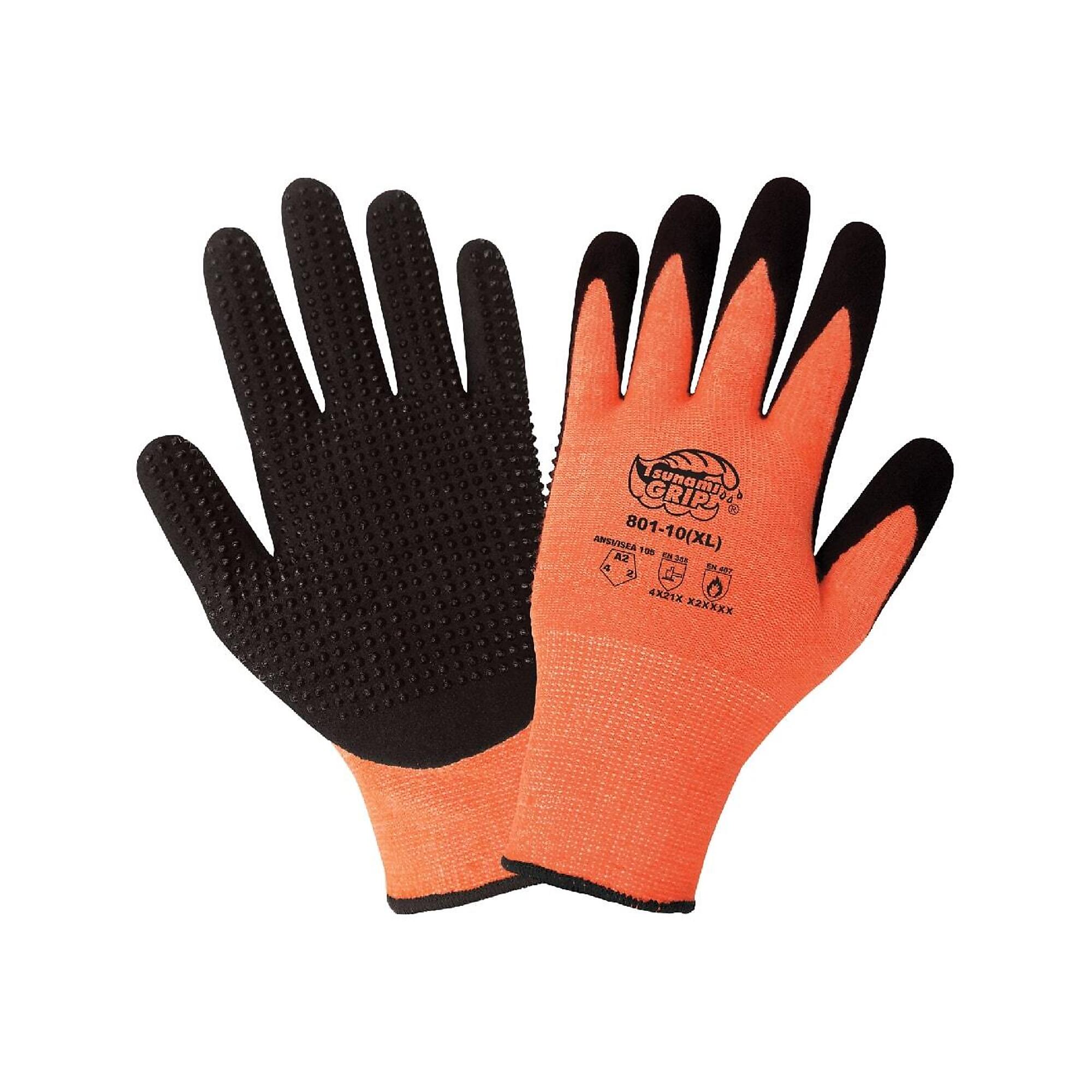 Global Glove Orange, Heat Resist, Dotted, Cut Resist A2 Gloves - 12 Pairs
