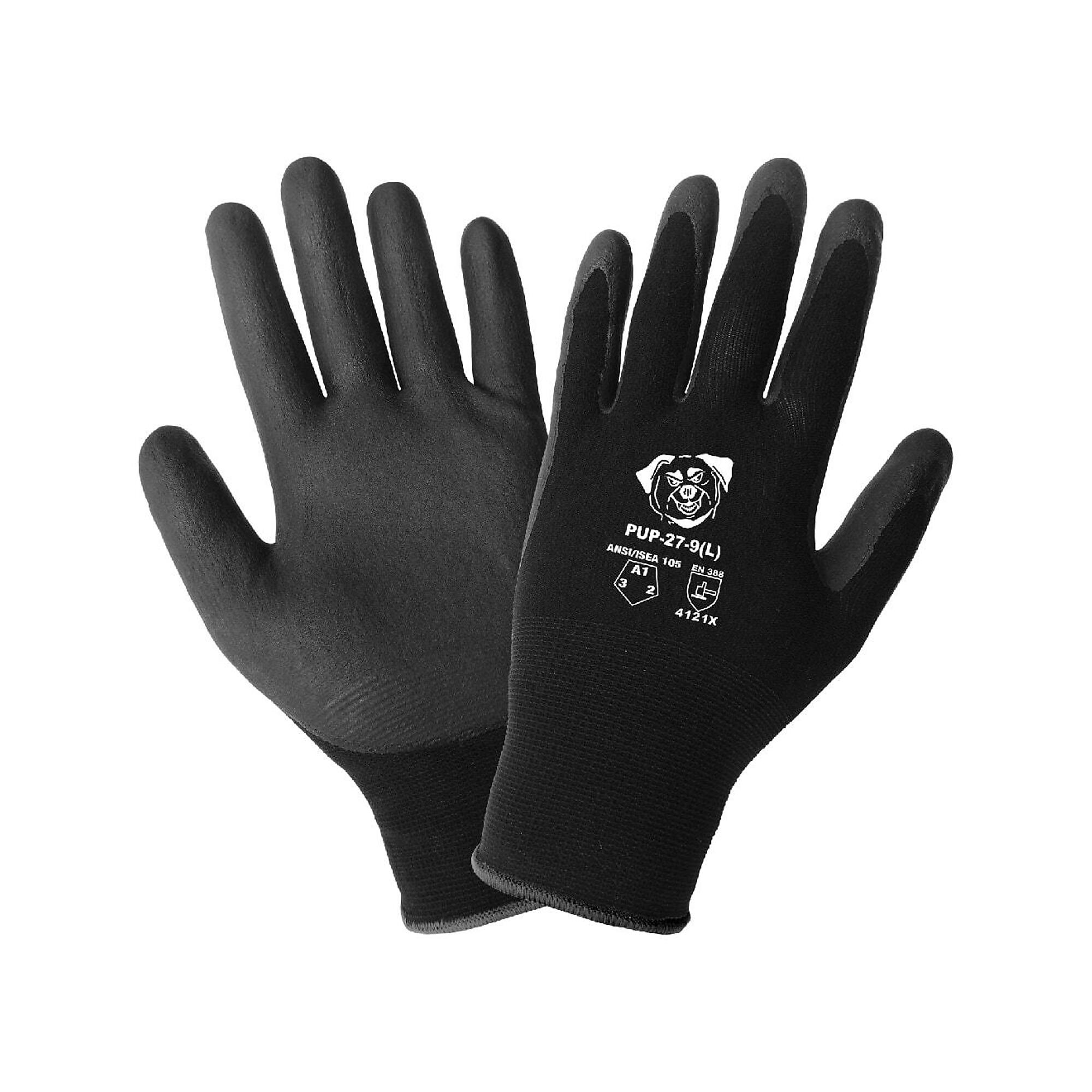 Global Glove PUP™, Black, Polyurethane Coated, Cut Resist A1 Gloves ...