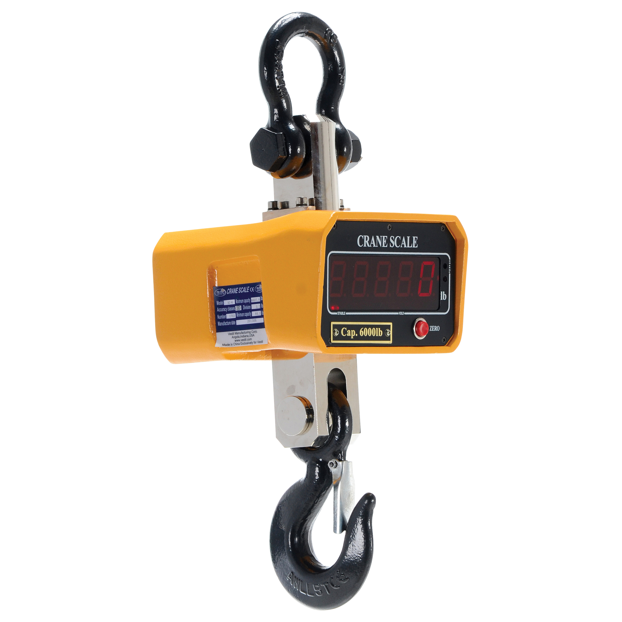 Vestil Steel Crane Scale - 6000-Lb. Capacity, Yellow, Model# SC-6