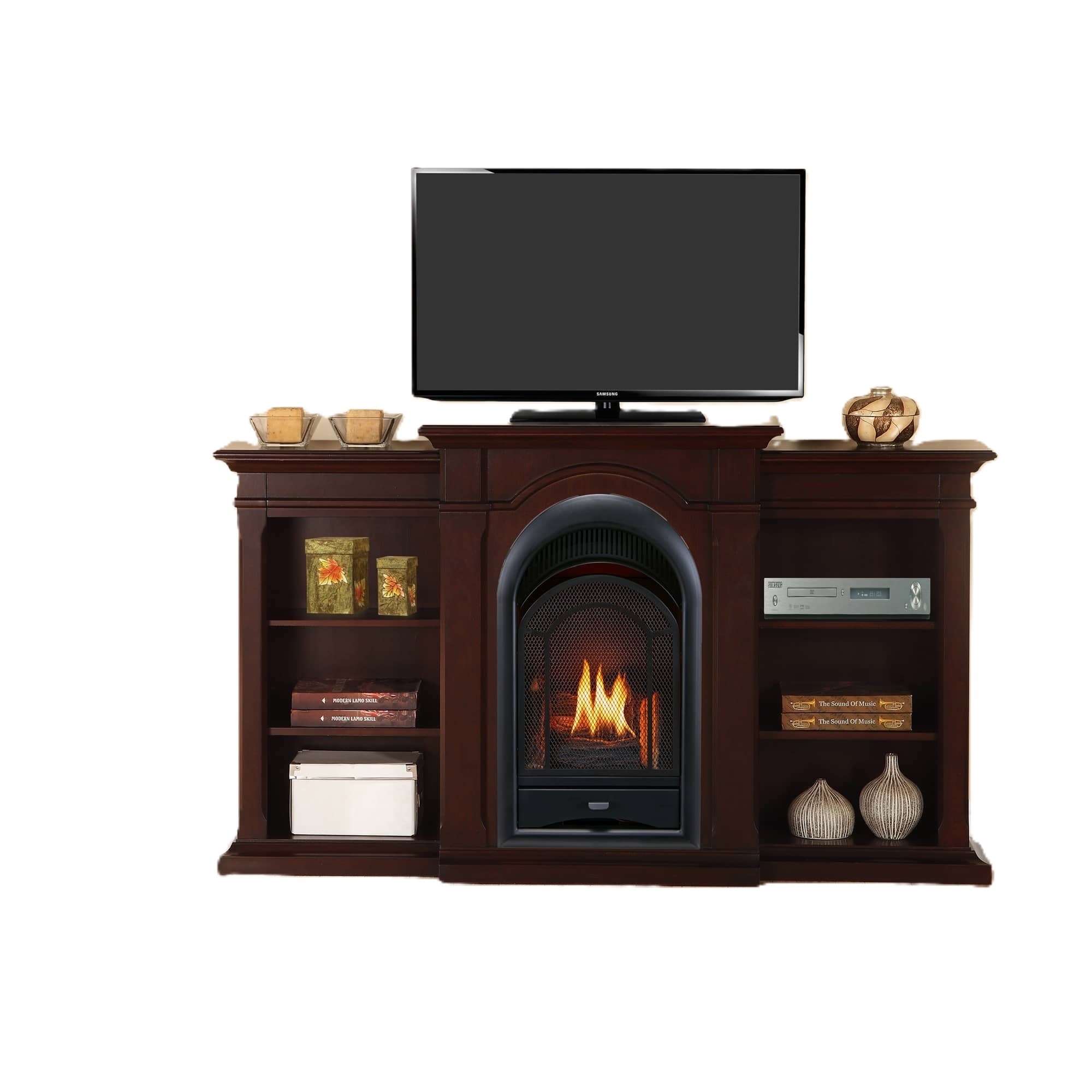 Vent free gas fireplace 2024 entertainment center