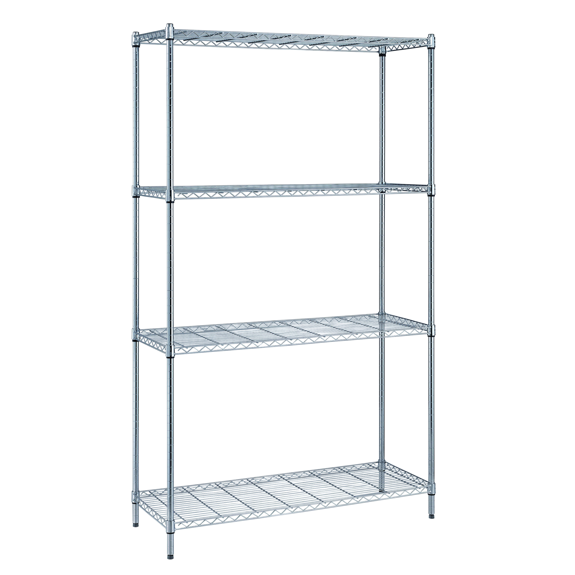 Quantum Storage, Chrome Consumer Grade 4-tier Wire Shelving Unit, Height 72 in, Width 36 in, Depth 18 in, Model# RWR72-1836LD