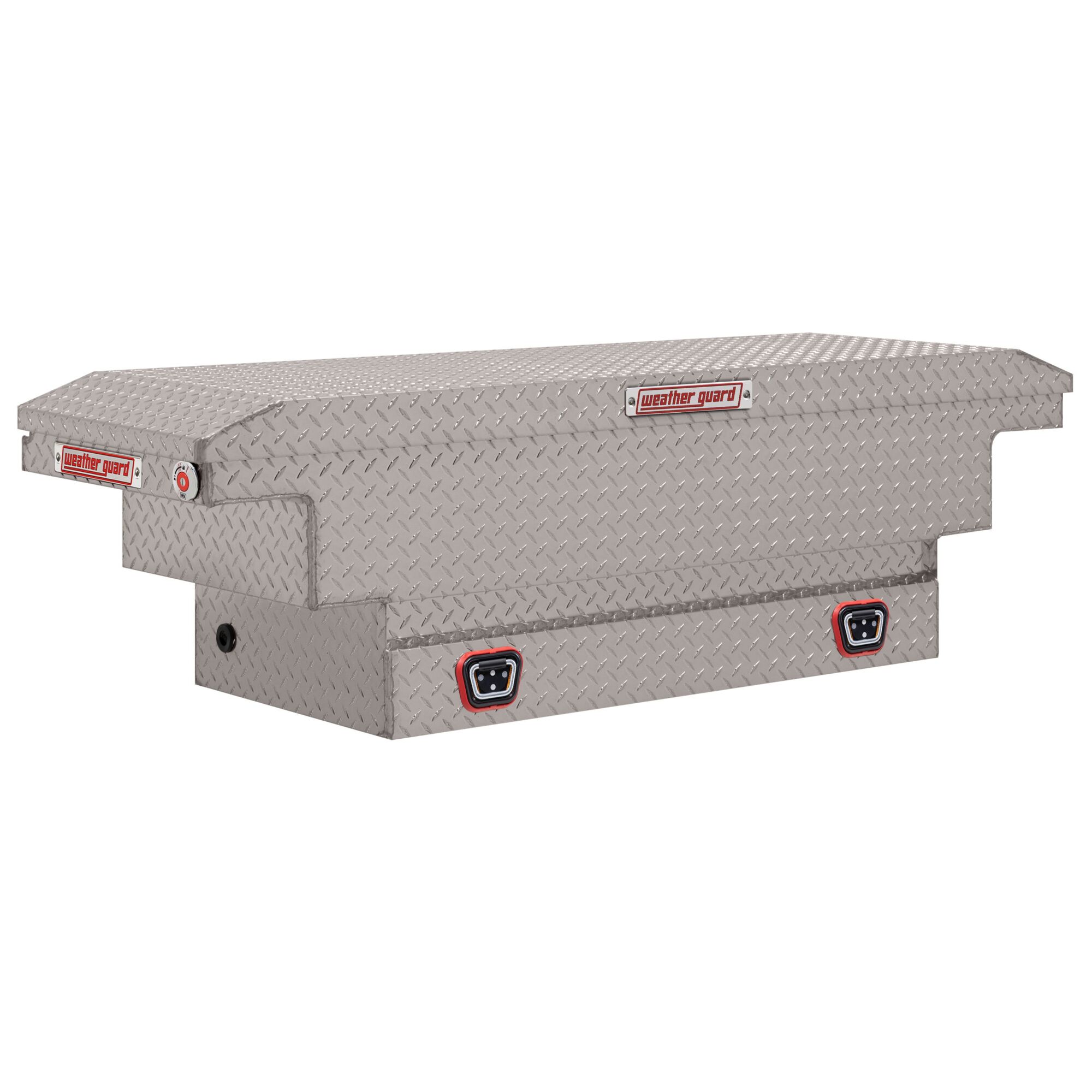 Weather Guard, 62in. L Saddle Box, Low Profile, Width 62 in, Material Aluminum, Color Finish Diamond Plate Silver, Model# 131-0-04