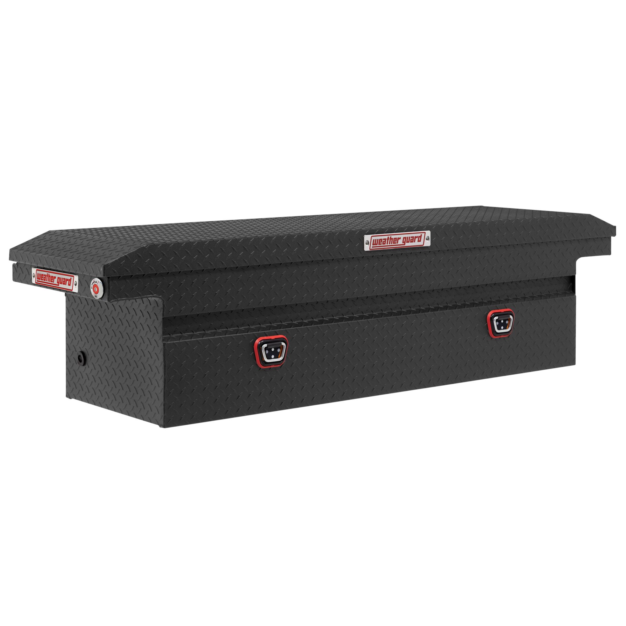 Weather Guard, 71in. L Saddle Box, Low Profile, Width 72 in, Material Aluminum, Color Finish Textured Matte Black, Model# 121-52-04