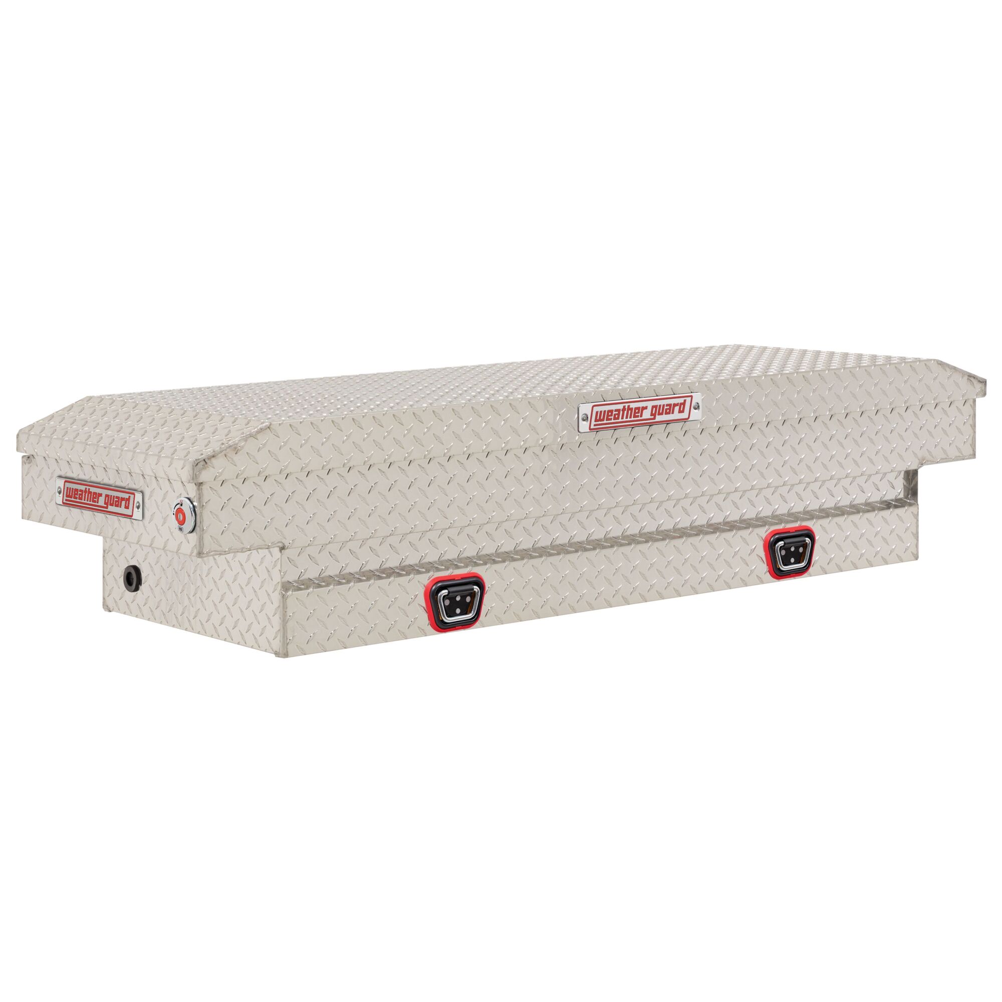 Weather Guard, 62in. L Saddle Box, Compact, Width 62 in, Material Aluminum, Color Finish Diamond Plate Silver, Model# 154-0-04