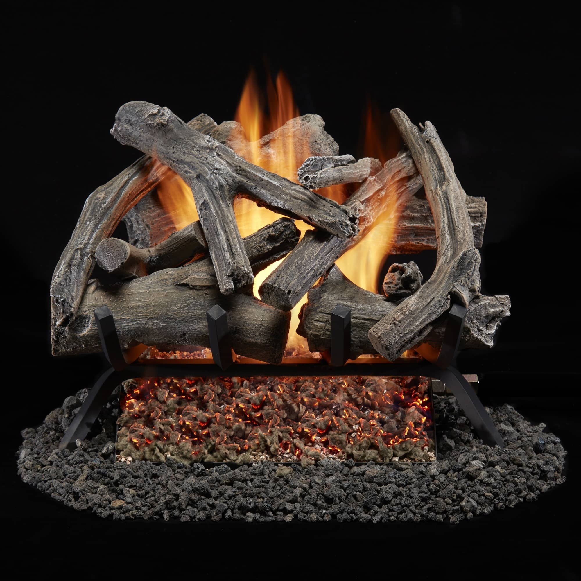 Bluegrass Living, Vented NG Gas Fireplace Log Set With Remote Contr, Heat Output 45000 Btu/hour, Heating Capability 1500 ft², Model# BVL18-1-RO