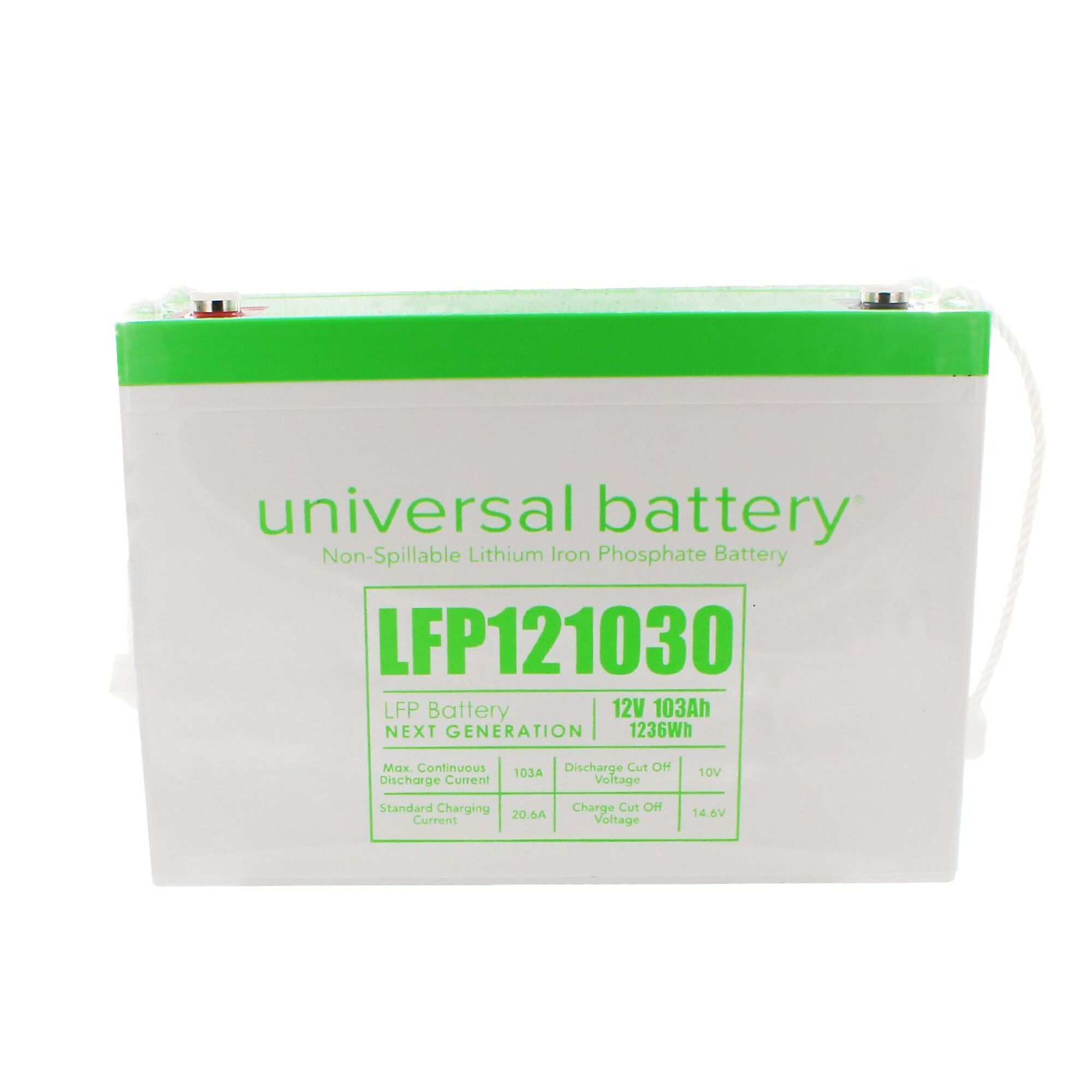 UPG, 12.8V 103Ah in Group 27 Case Internal Thread LFP Battery, Volts 12 Amp Hours 103 Model# LFP121030