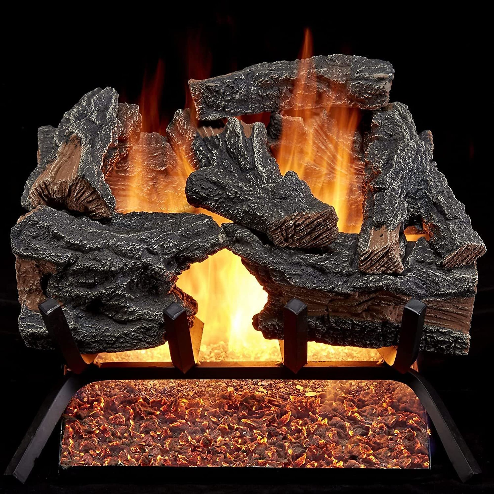 Bluegrass Living, Vented Gas Log Set With Remote Control Kit - 18 i ...