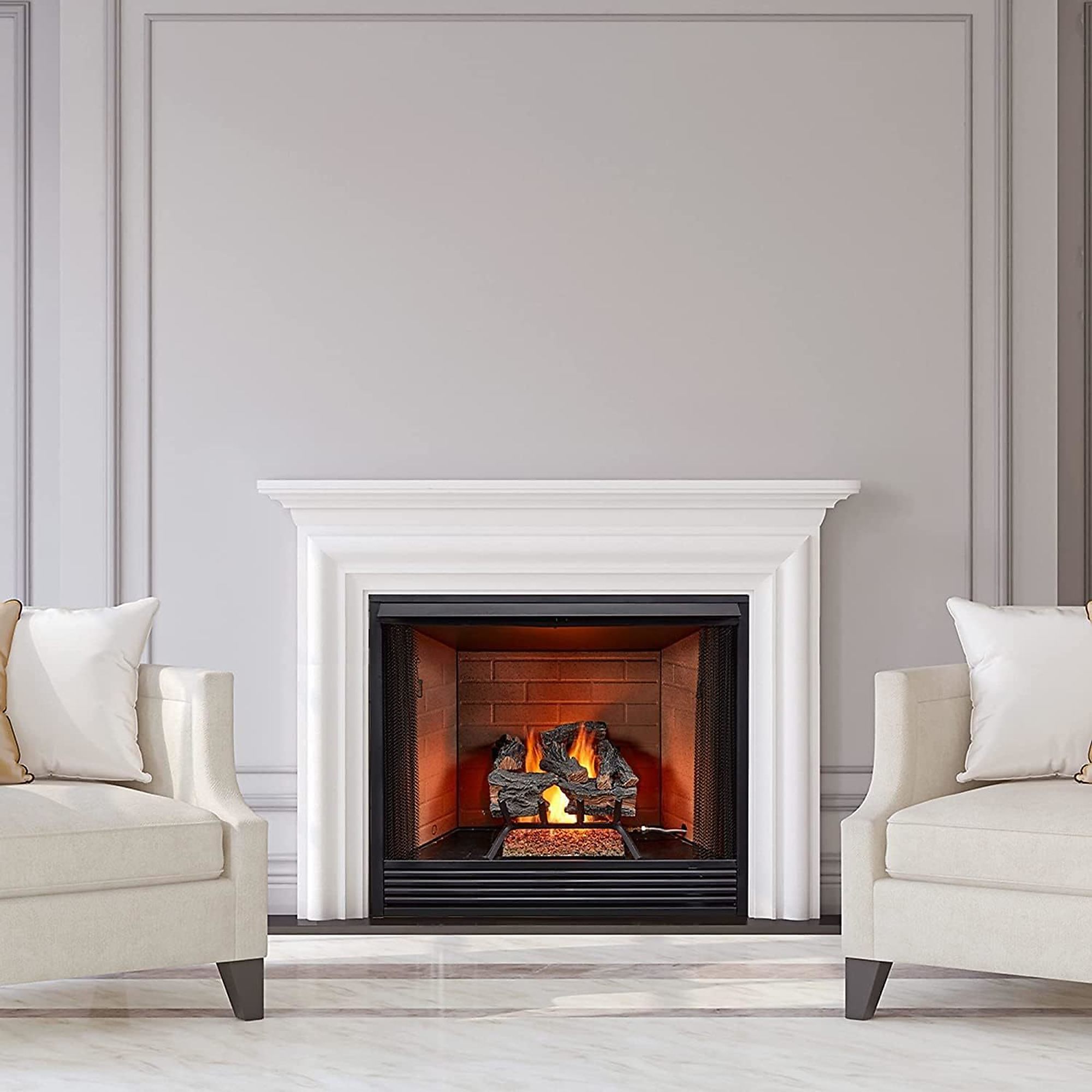 Bluegrass Living, Vented Gas Log Set With Remote Control Kit - 18 i ...