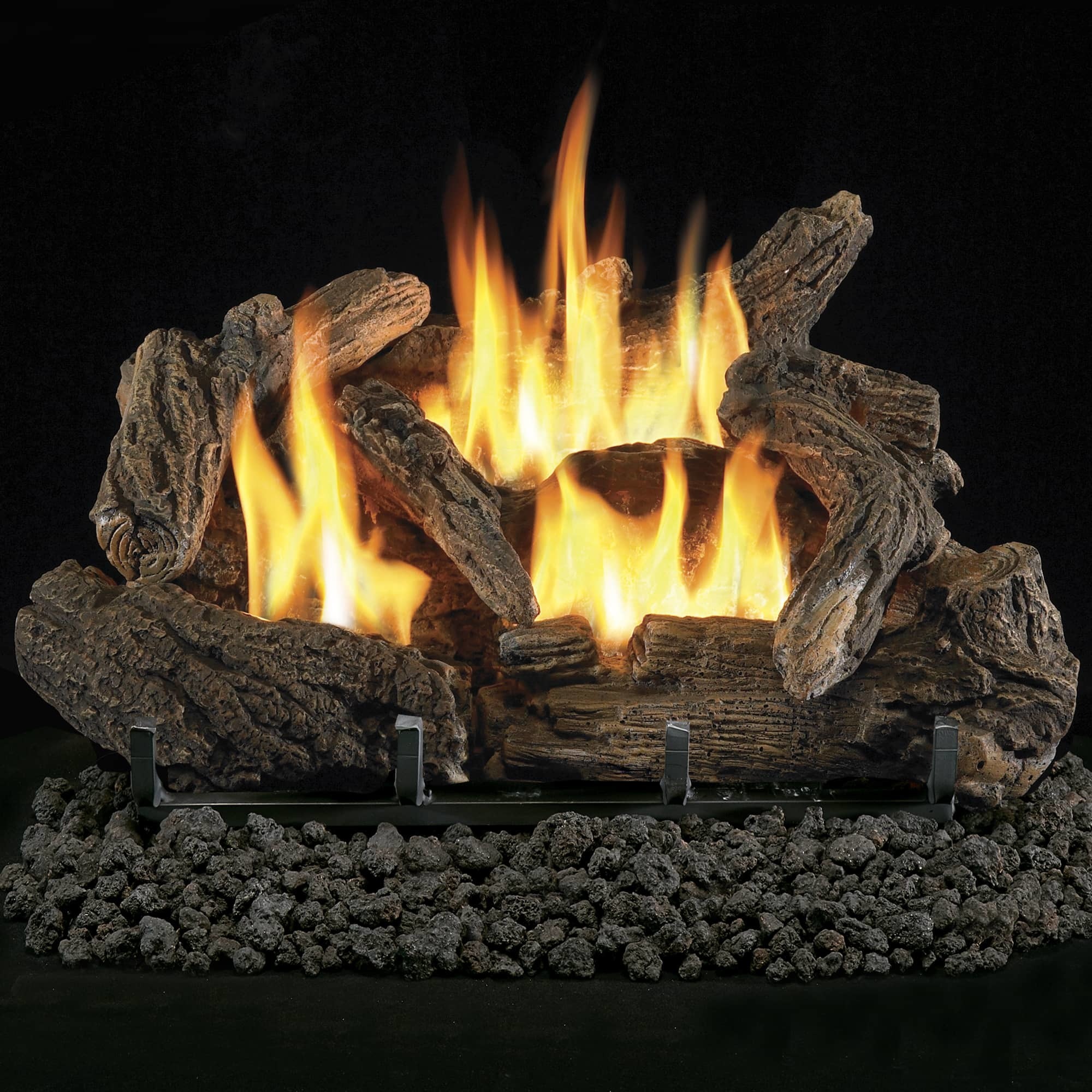 Bluegrass Living, Ventless Gas Log Set - 18in., 30000 BTU, T-Stat, Heat
