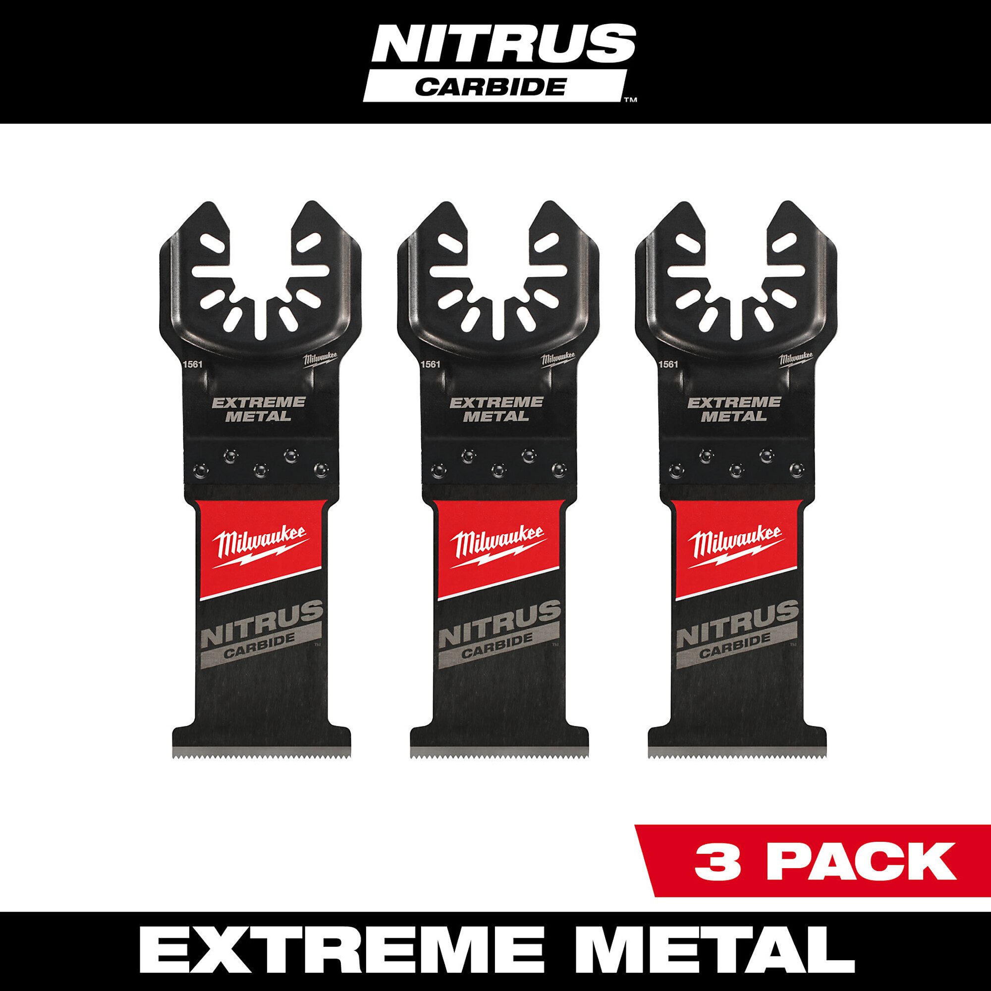 Milwaukee NITRUS Carbide Extreme Metal Multi-Tool Blade, 3-Pk., 1-3/8in., Universal Fit OPEN-LOK, Model# 49-25-1563