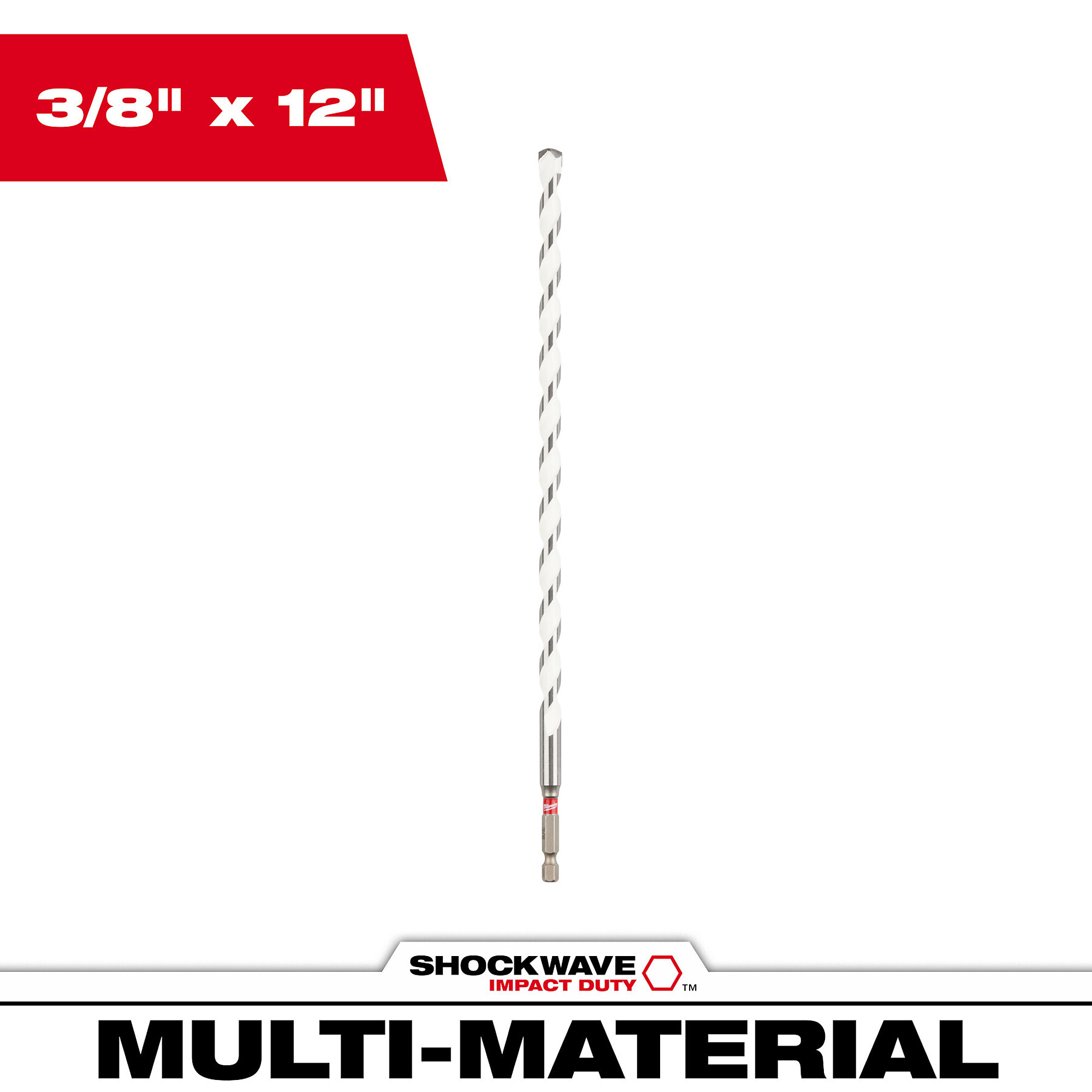 Milwaukee 3/8" x 10" x 12" SHOCKWAVE™ Impact Duty Carbide Multi-Material Drill Bit, Model# 48-20-8891