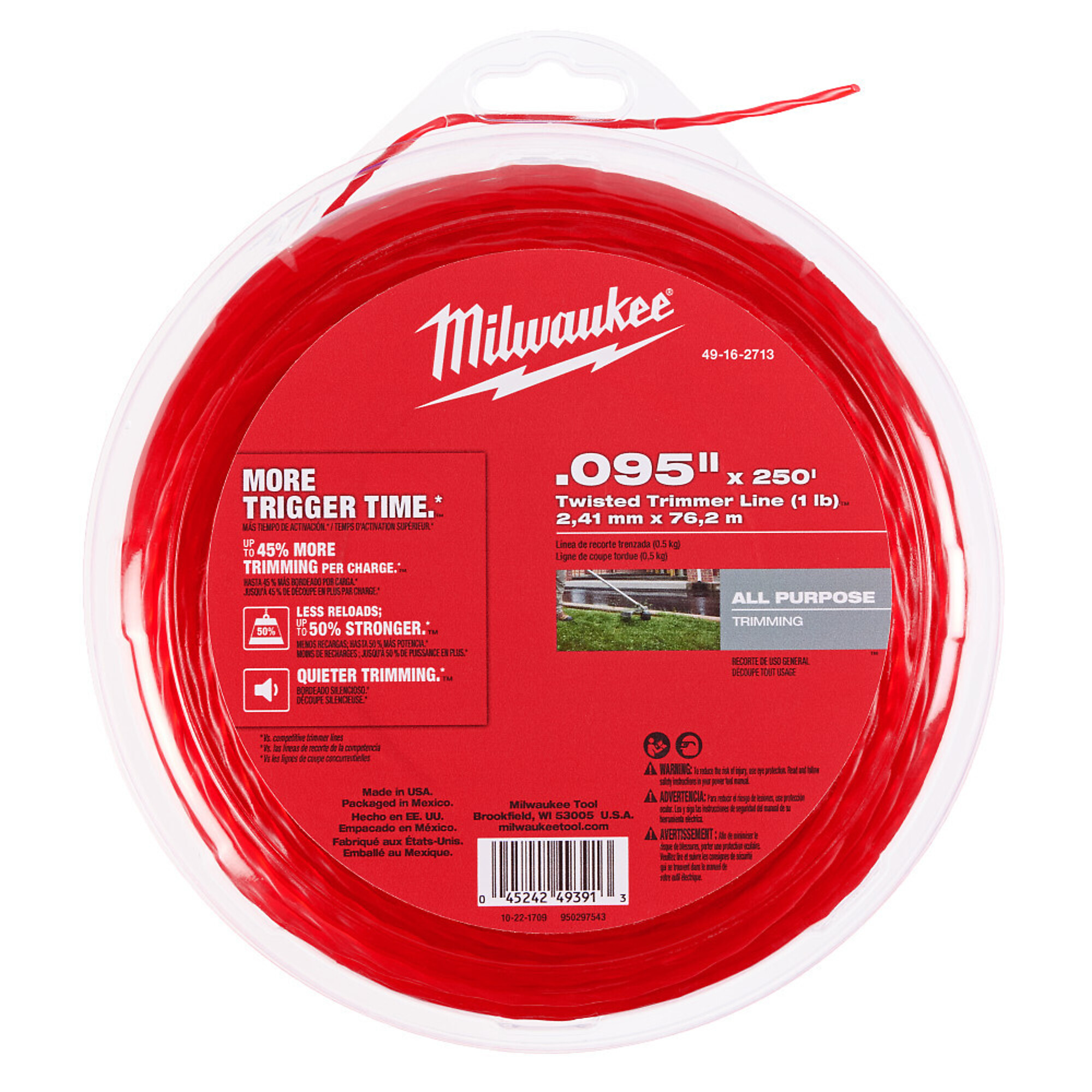 Milwaukee .105" x 180’ (1 lb.) Twisted Trimmer Line, Model# 49-16-2800