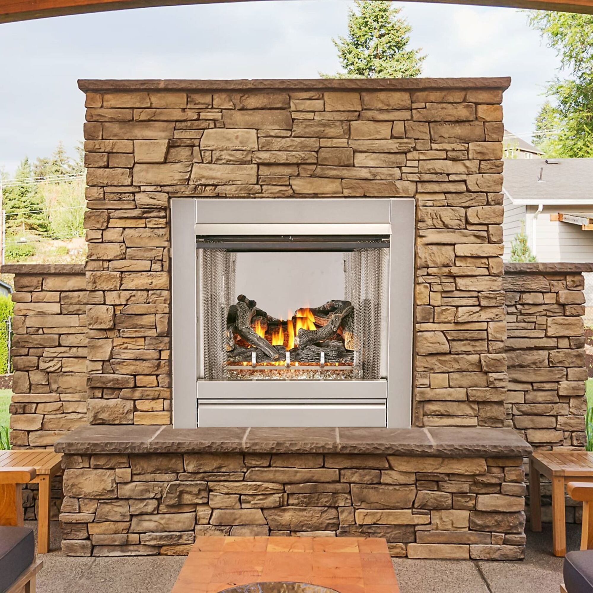 Bluegrass Living DF450SS-L Ventless Stainless Outdoor Gas Fireplace Insert