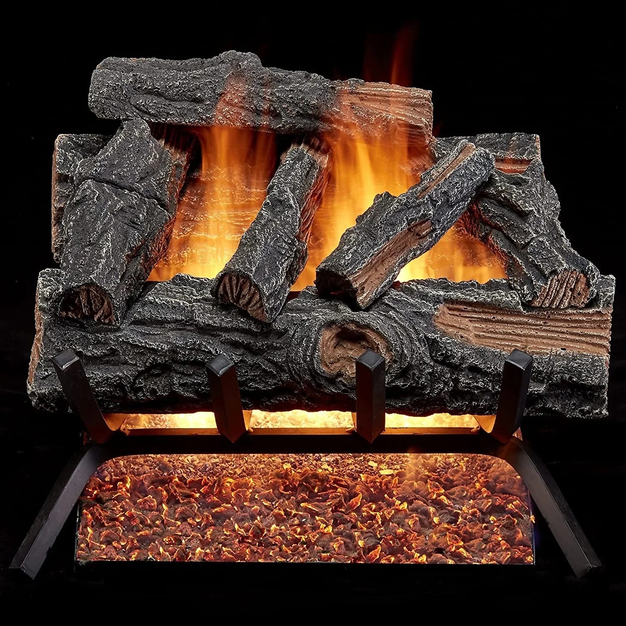 Bluegrass Living, Vented Gas Log Set With Remote Control Kit - 18 i ...