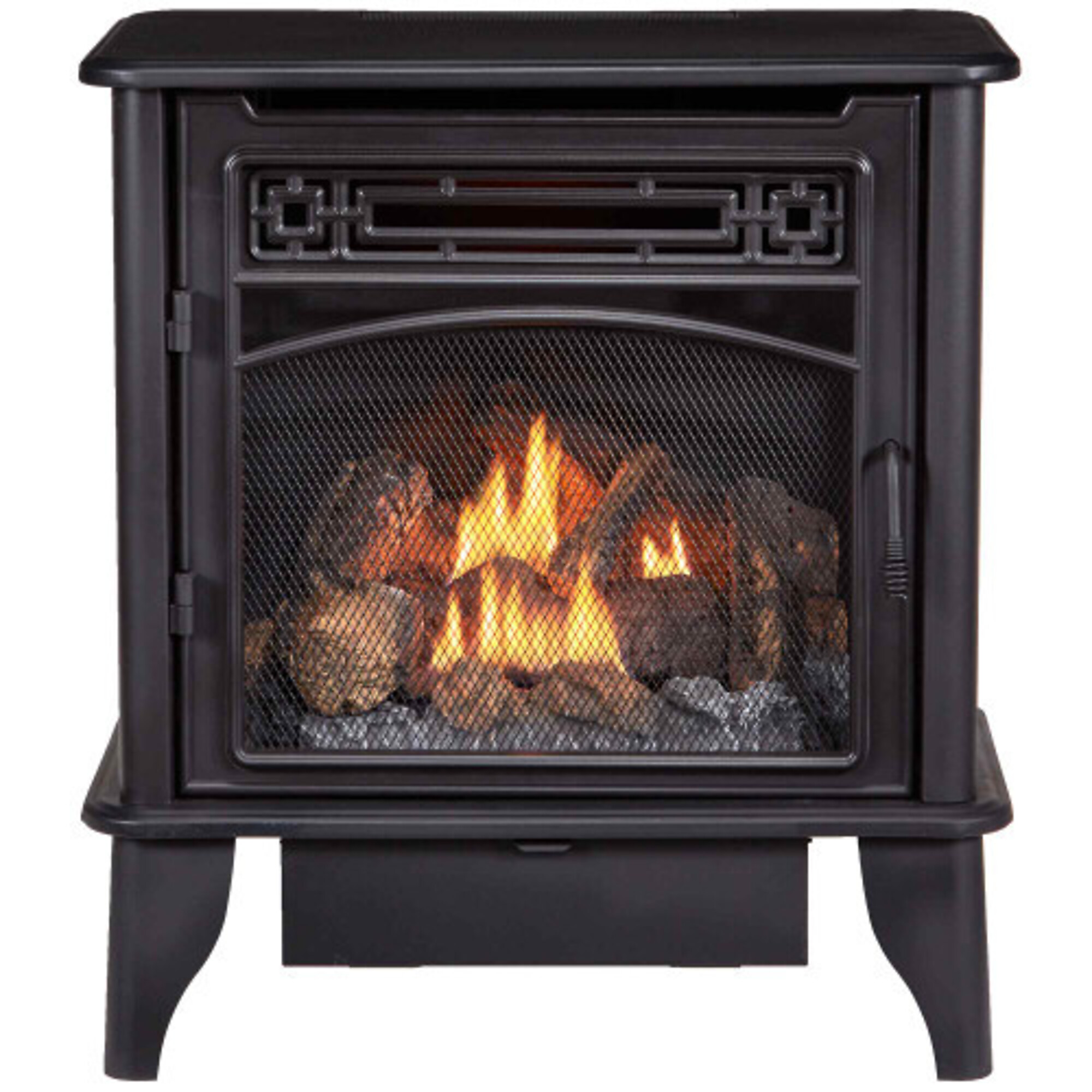 Bluegrass Living, Gas Stove 3-Sided Black with Remote 23KBTU Vent-, Heat Output 23000 Btu/hour, Heating Capability 1500 ft², Model# PCNSD25RTA