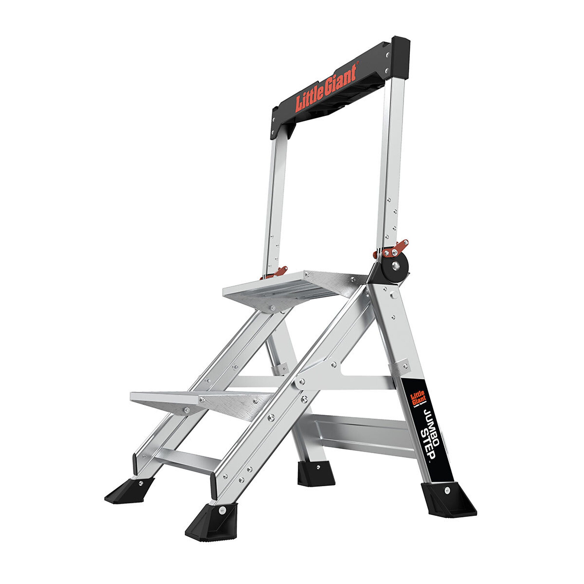 Little Giant Jumbo Step Stool - 2-Step, Aluminum, 375-Lb. Capacity, Handrail, Model# 11902