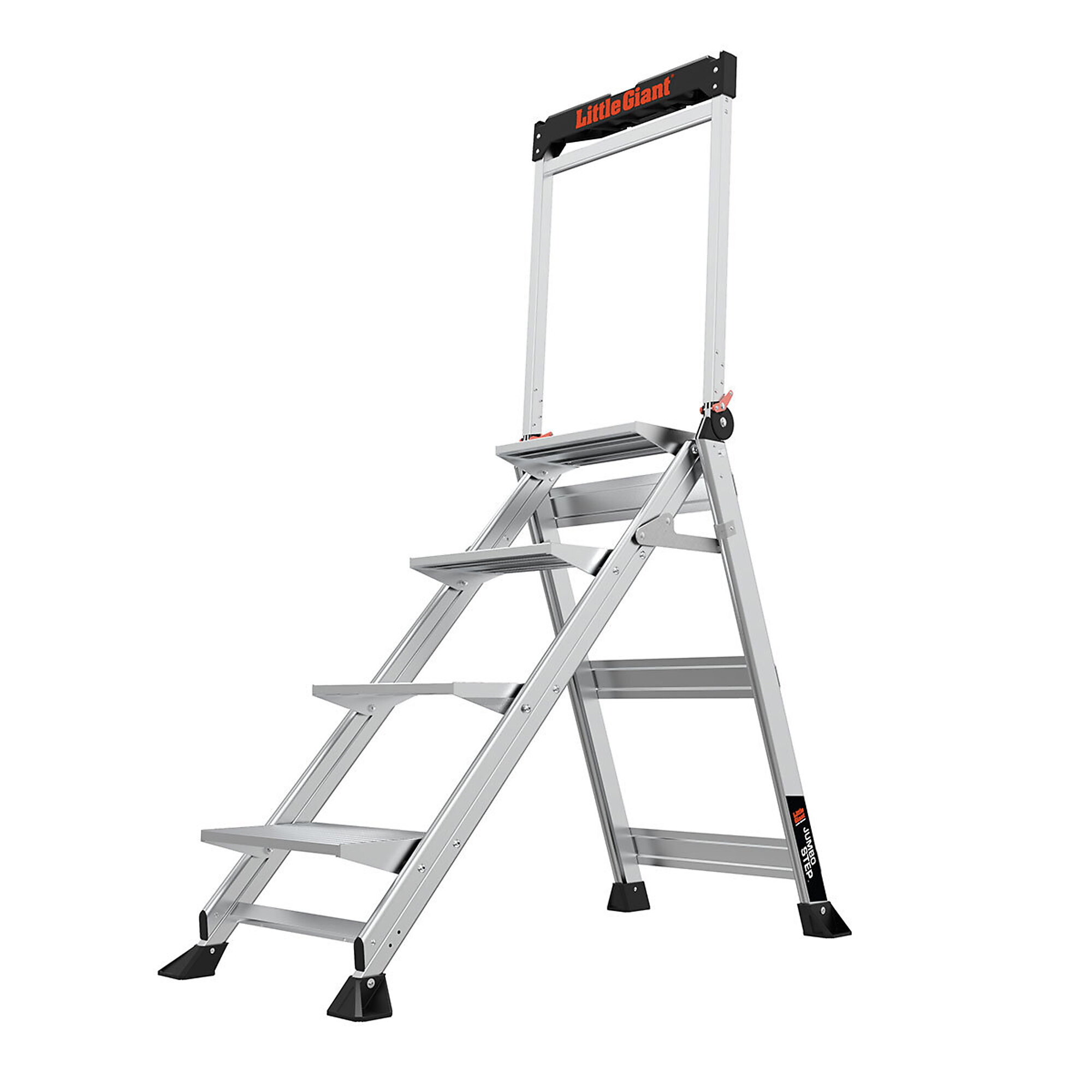 Little Giant Jumbo Step Stool - 4-Step, 3ft., Aluminum, 375-Lb. Capacity, Handrail, Model# 11904