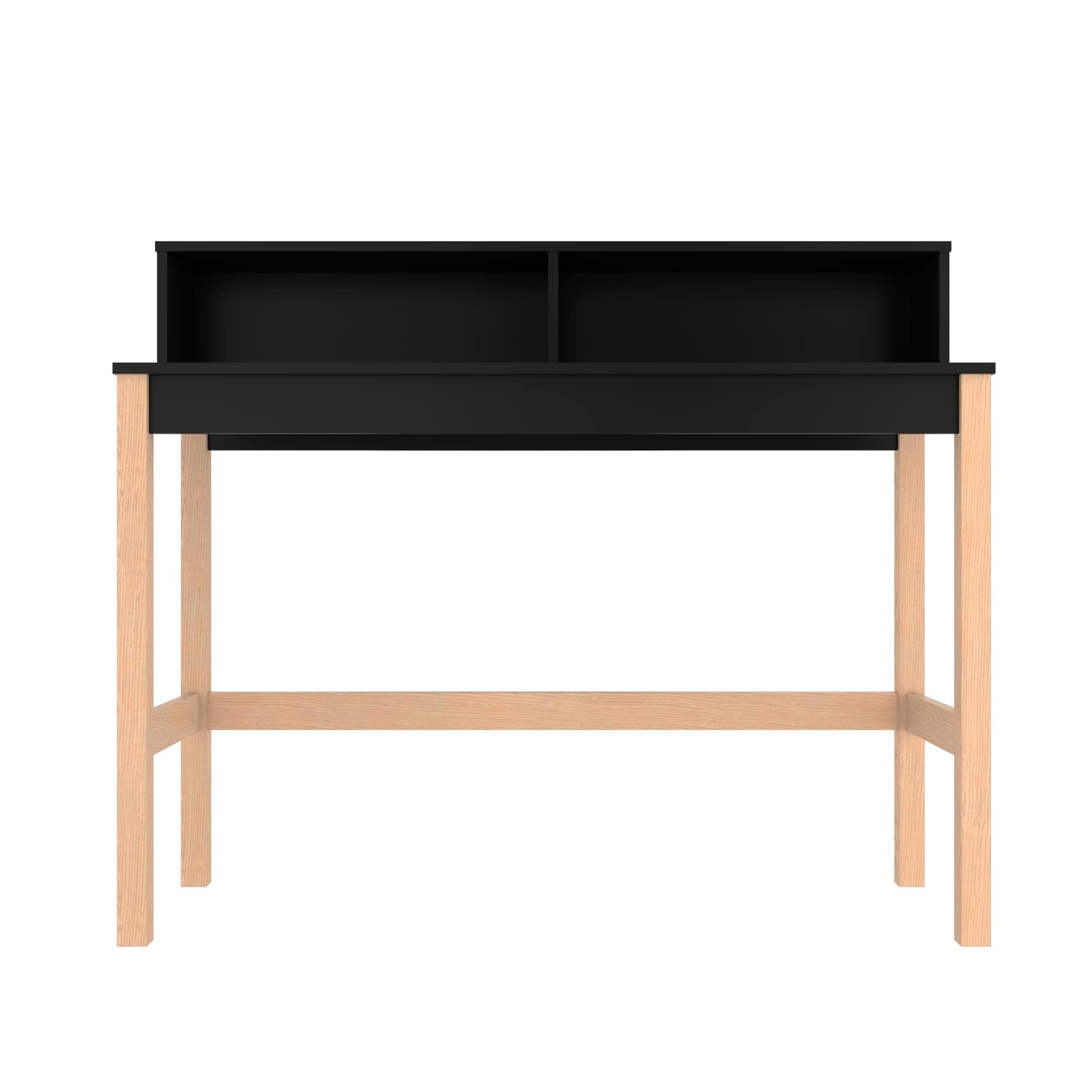 Manhattan Comfort, Bowery Desk in Black and Oak, Width 47.24 in, Height 39.56 in, Depth 17.51 in, Model# 309AMC