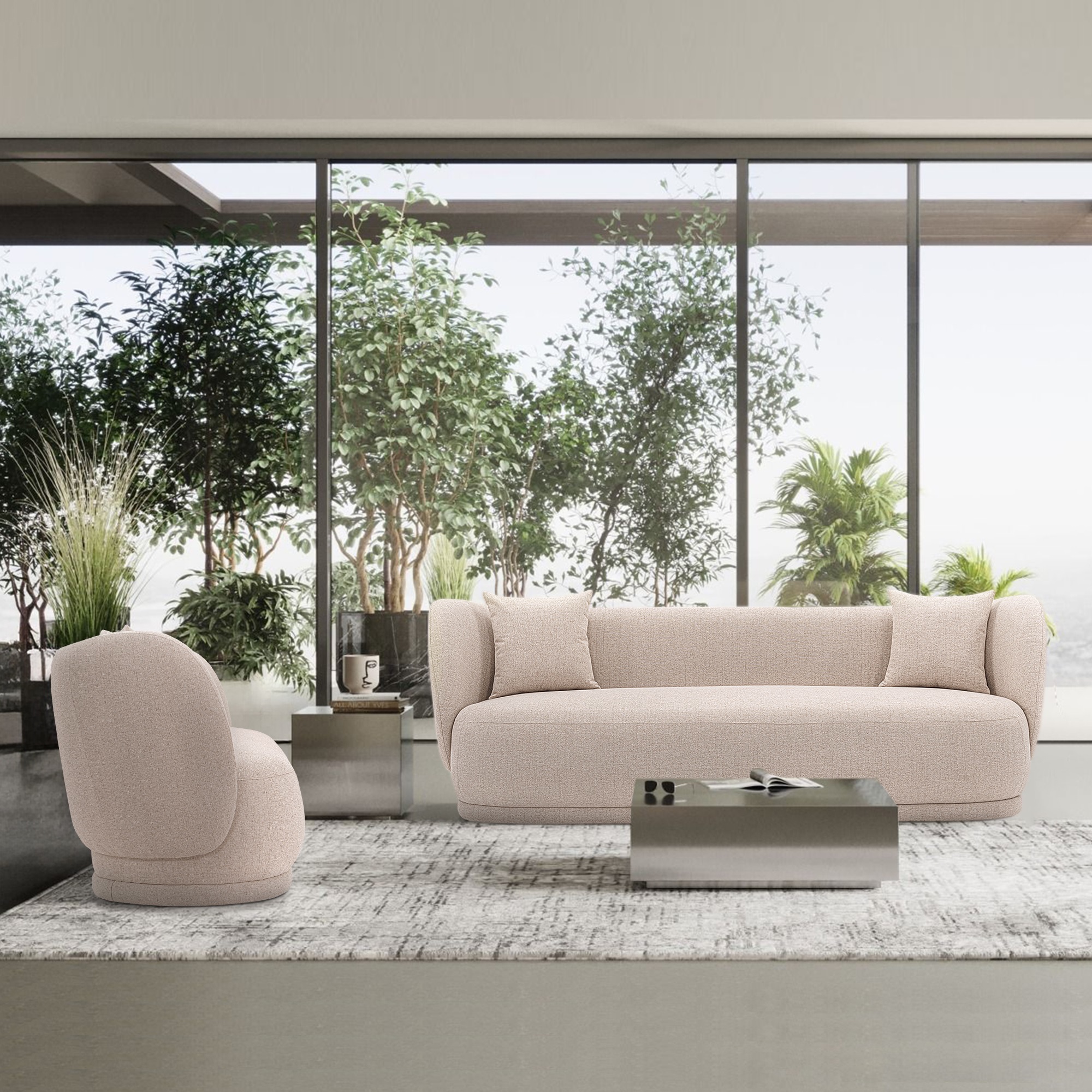 Manhattan Comfort, Contemporary Siri Sofa and Accent Chair Set Wheat ...