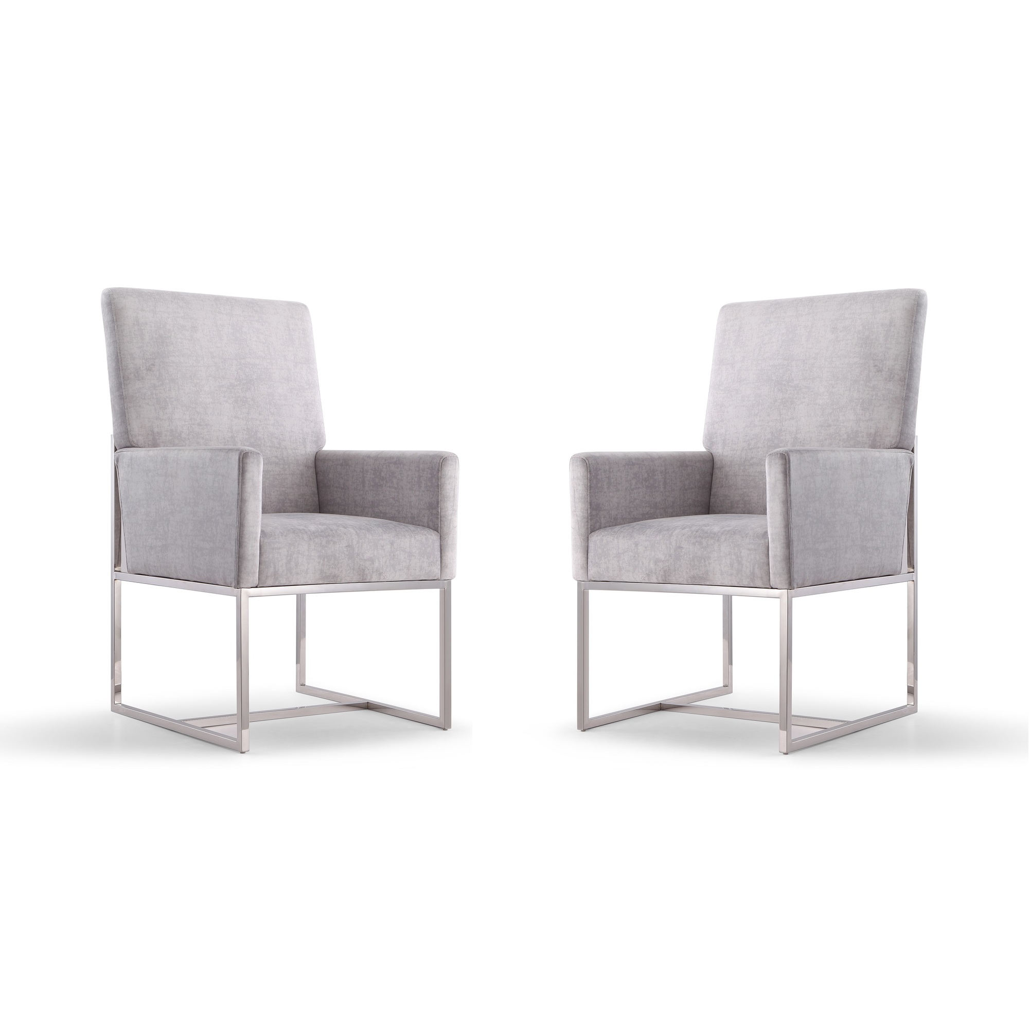 Manhattan Comfort, Element Grey Velvet Armchair (Set of 2), Primary Color Gray, Included (qty.) 2 Model# 2-DC029