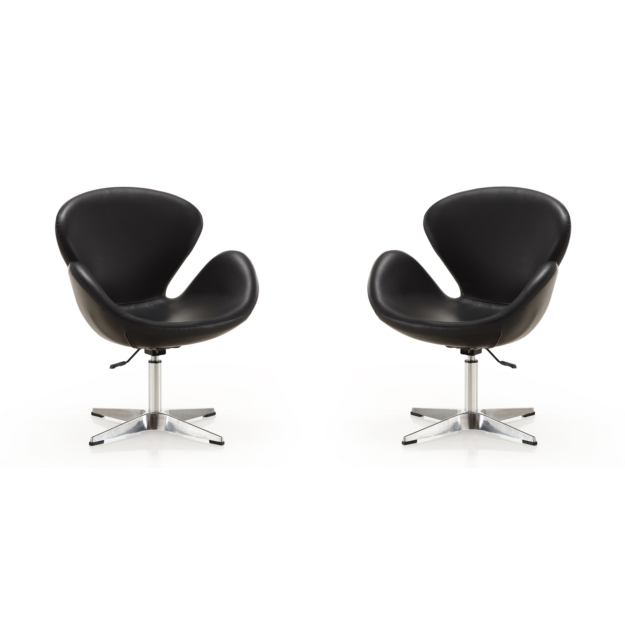 Manhattan Comfort, Raspberry Black Fx Leather Adj Swivel Chair 2 Set, Primary Color Black, Included (qty.) 2 Model# 2-AC038