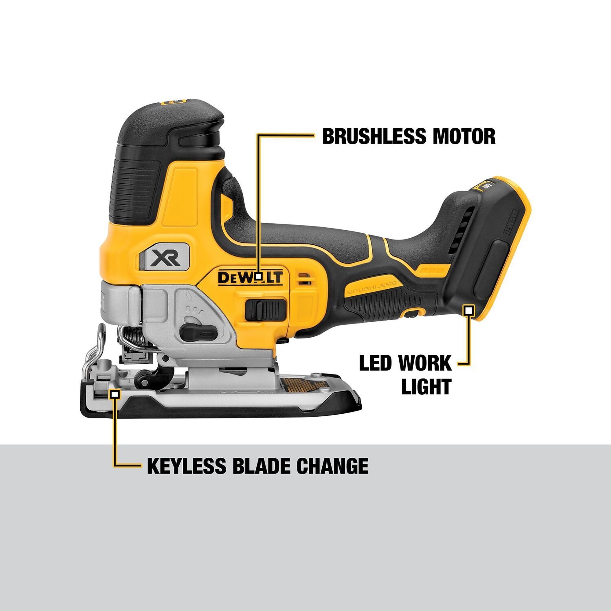 DEWALT, 20V MAX* XR Cordless Barrel Grip Jig Saw, Strokes Per Minute ...