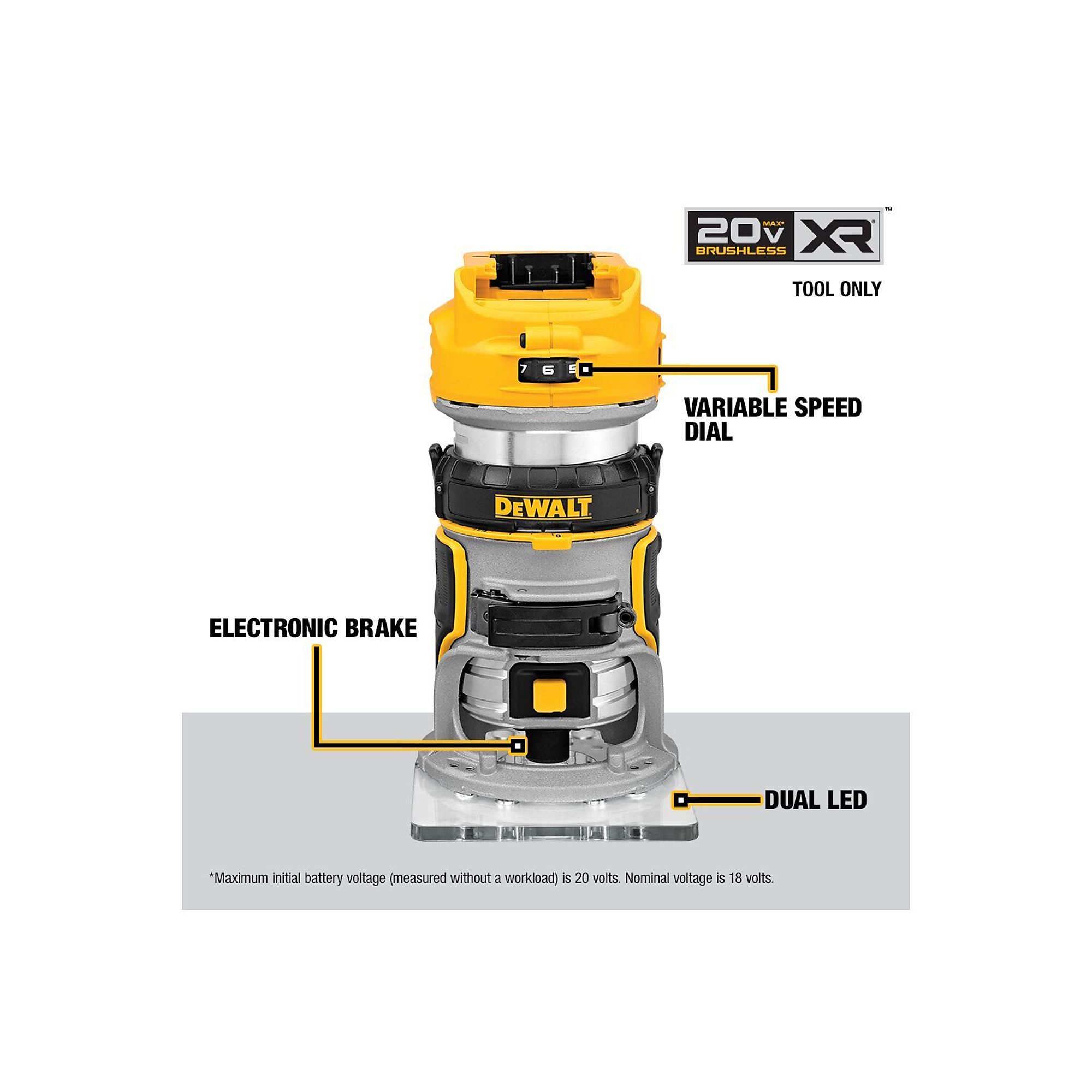 DEWALT 20V MAX XR Brushless Cordless Compact Router Model