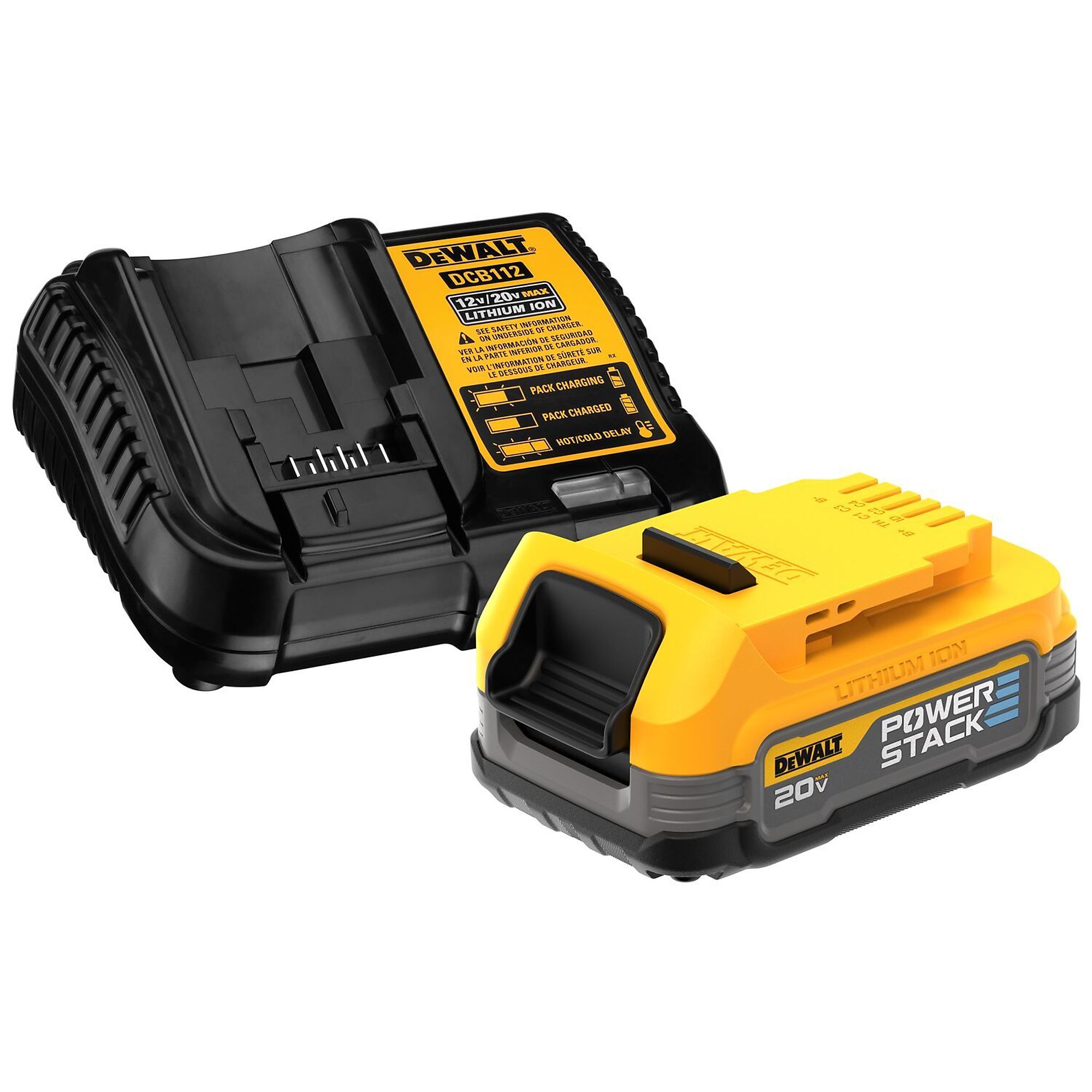 DEWALT, Starter Kit with POWERSTACK Battery and Charger, Volts 20 Battery Type Lithium-ion, Batteries (qty.) 1 Model# DCBP034C