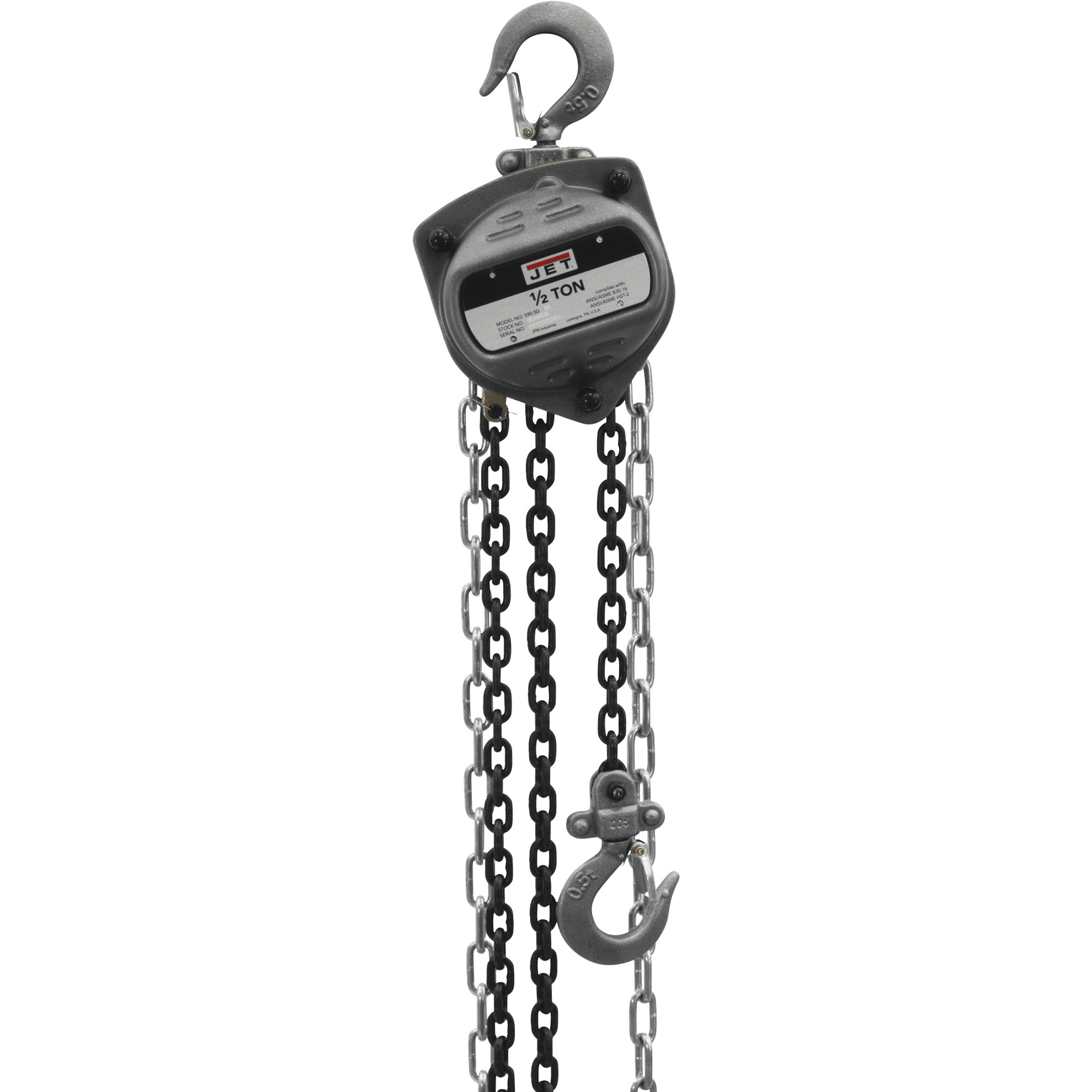 JET S90 Series Manual Chain Hoist, 1/2-Ton Capacity, 15ft. Lift, Model# S90-50-15