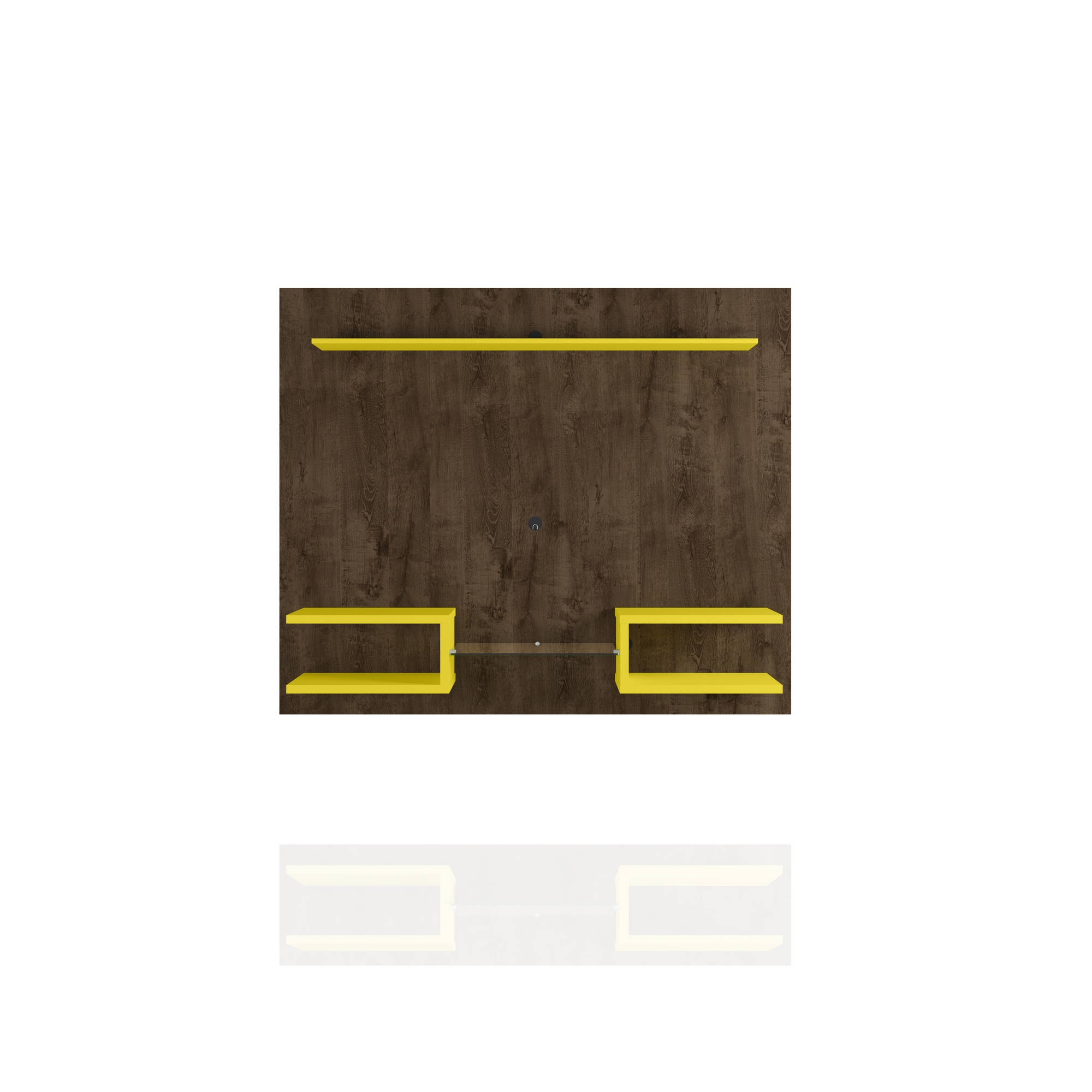 Manhattan Comfort, Plaza Modern Floating Wall Ent Cntr Brown Yellow, Width 64.25 in, Height 53.54 in, Depth 11.65 in, Model# 224BMC
