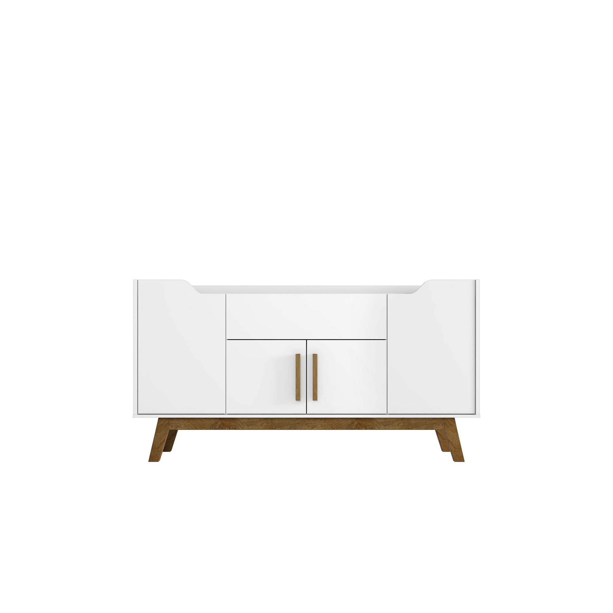Manhattan Comfort, Addie 53.54 Sideboard with 5 Shelves in White, Width 53.54 in, Height 31.89 in, Depth 14.17 in, Model# 244BMC