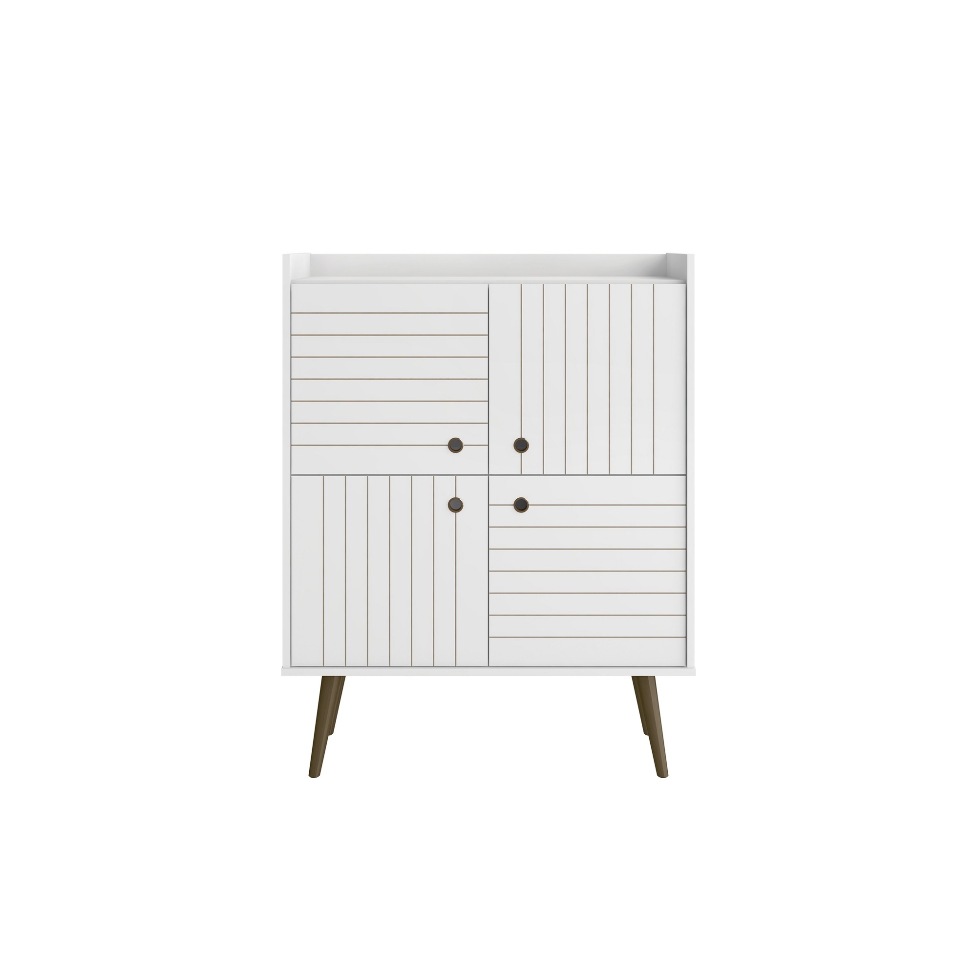 Manhattan Comfort, Bogart Mid-Century Modern Accent Cabinet in White, Width 35.43 in, Height 45.5 in, Depth 14.17 in, Model# 255BMC