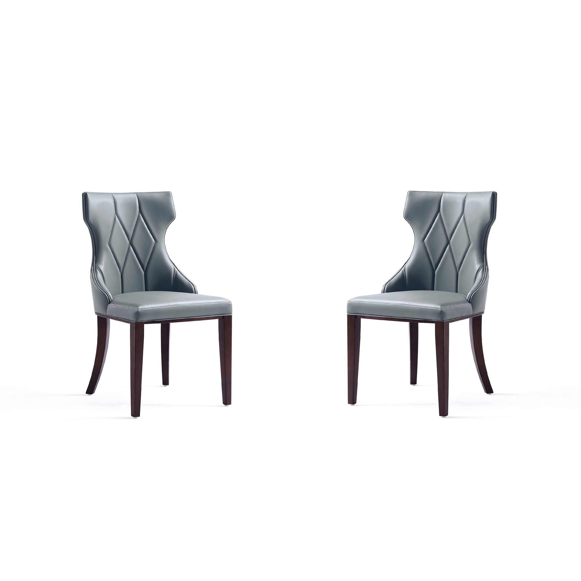 Manhattan Comfort, Reine Faux Leather Chair in Pebble Grey Set of 2 Primary Color Dark Gray, Included (qty.) 2 Model# DC007