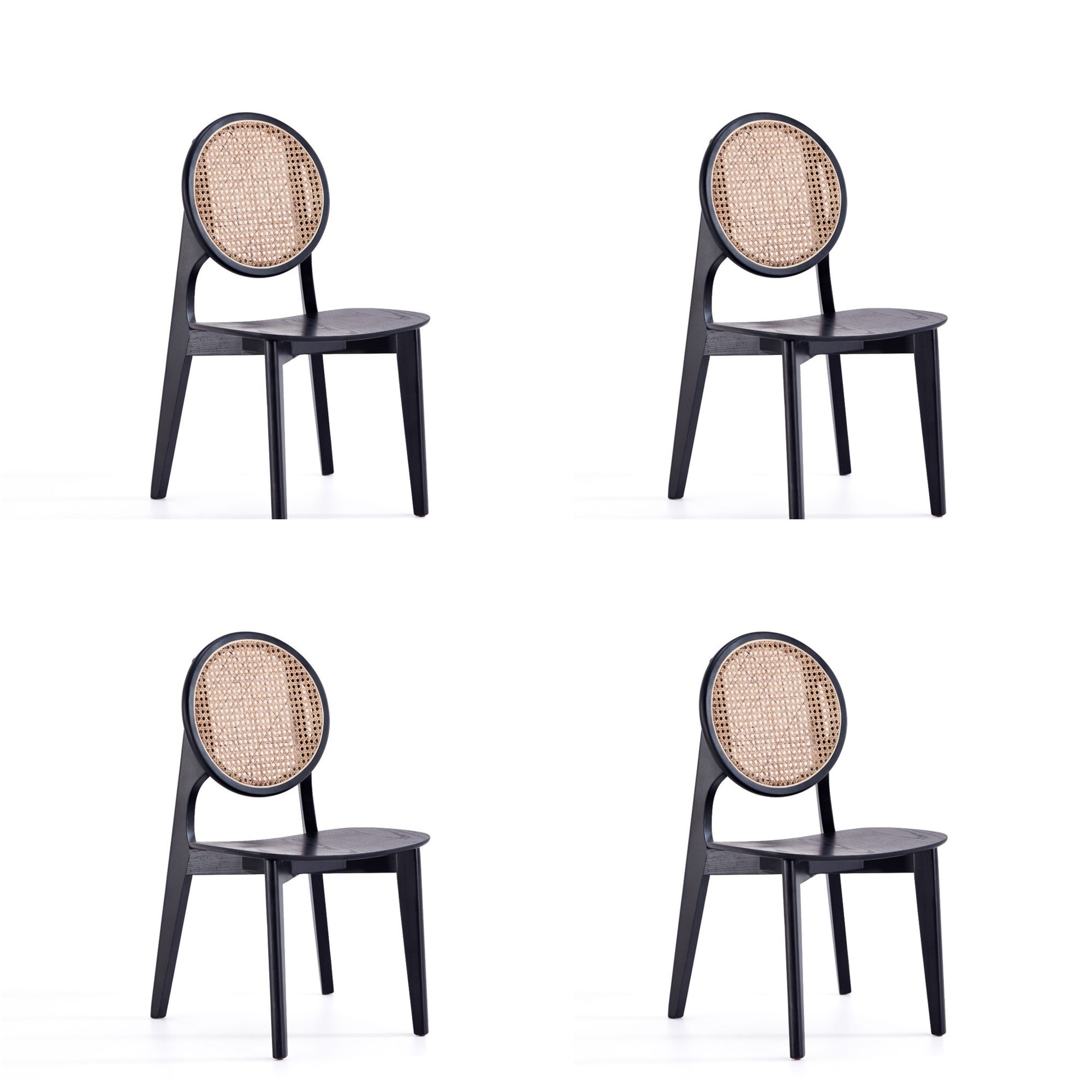Manhattan Comfort, Versailles Round Chair in Black and Cane 4-Set, Primary Color Black, Included (qty.) 4 Model# 2-DCCA11