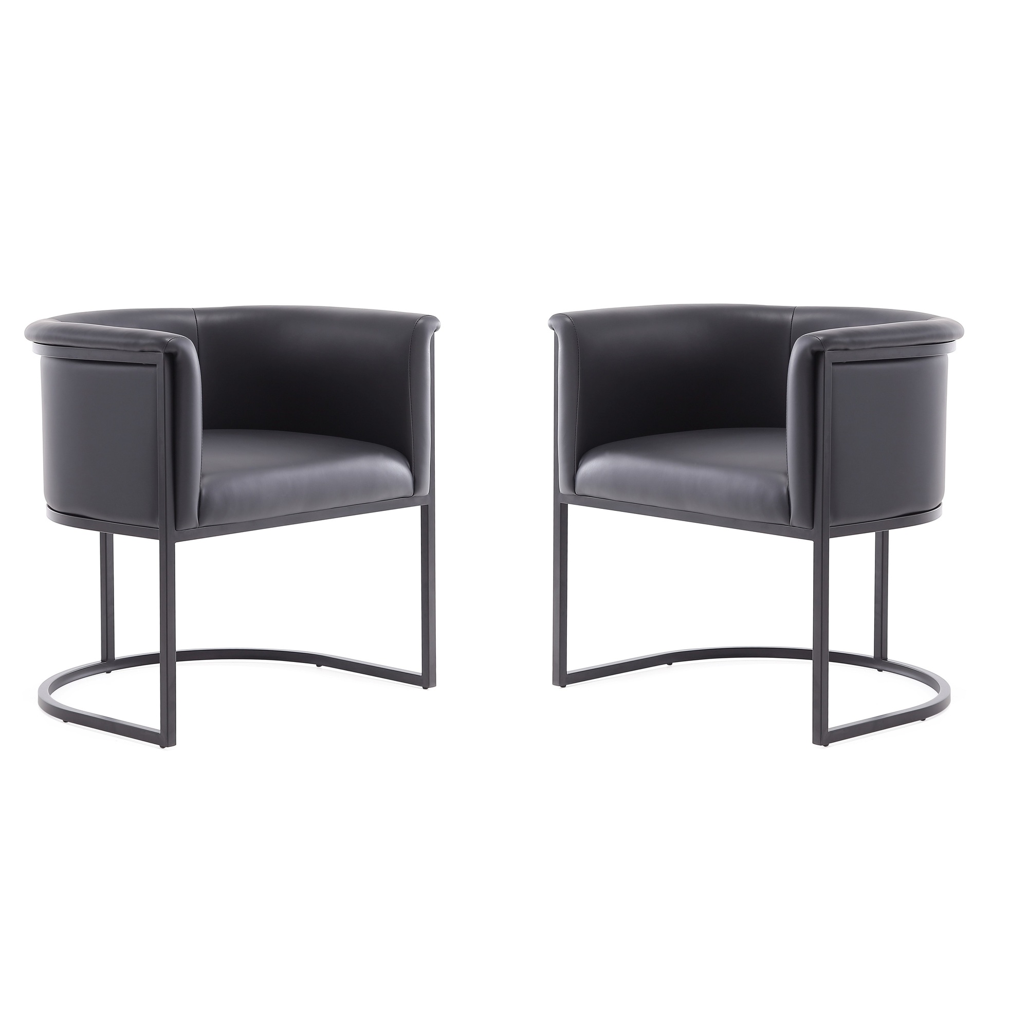 Manhattan Comfort, Bali Black Faux Leather Chair Set of 2 Primary Color Black, Included (qty.) 2 Model# 2-DC044