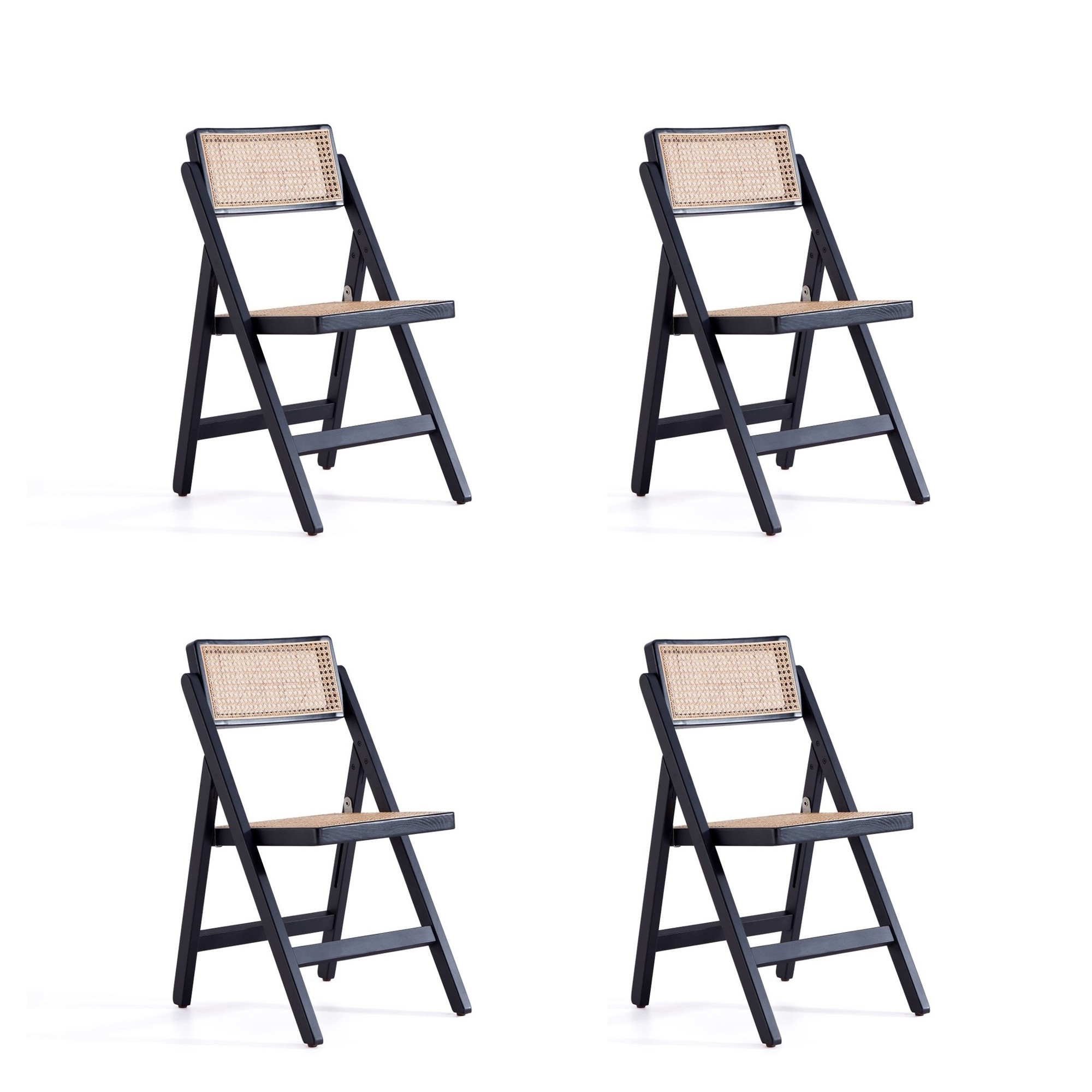 Manhattan Comfort, Pullman Chair in Black and Cane 4-Set, Primary Color Black, Included (qty.) 4 Model# 2-DCCA08