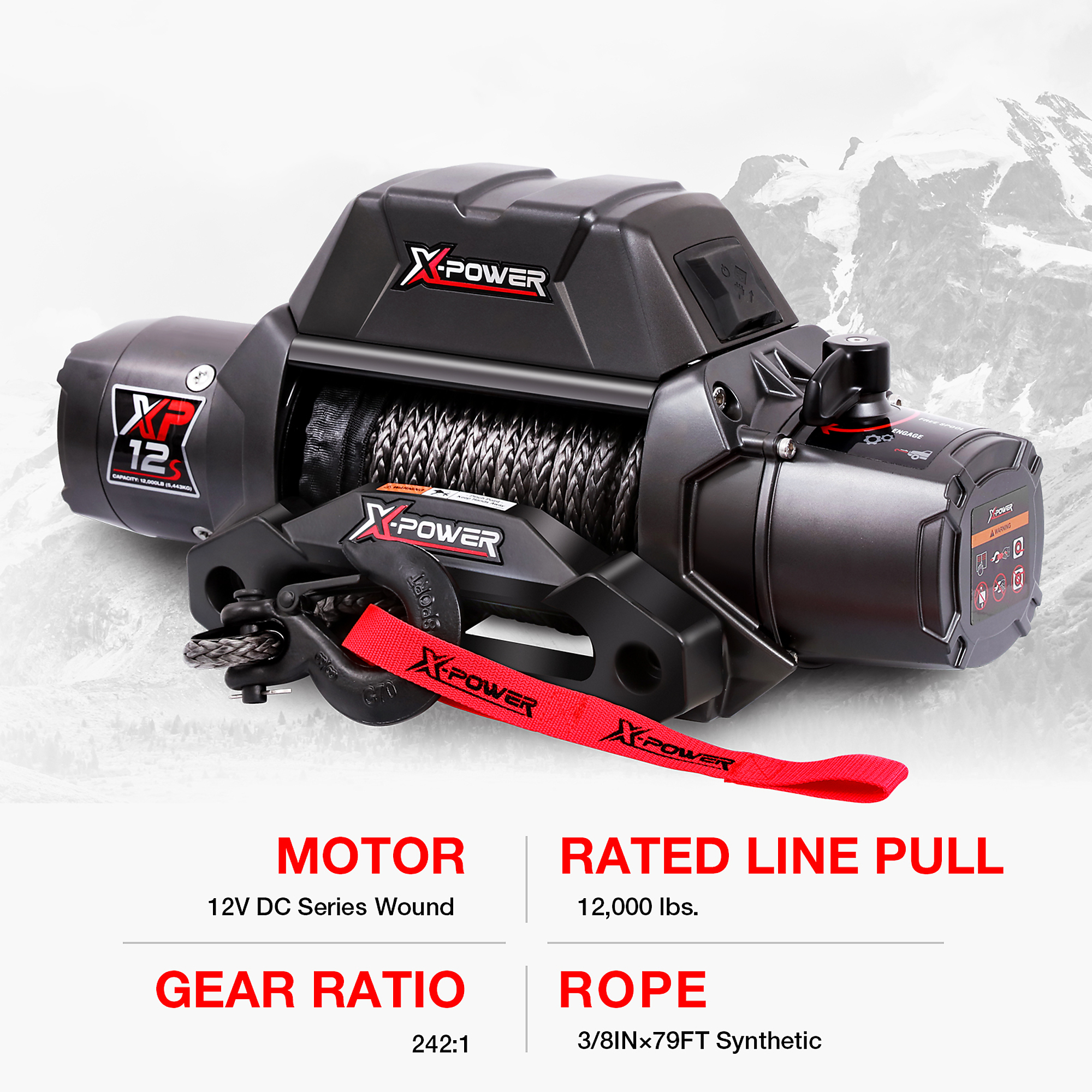 XPower, 12000 LBS. WINCH INTEGRATED SYNTHETIC, Capacity (Line Pull