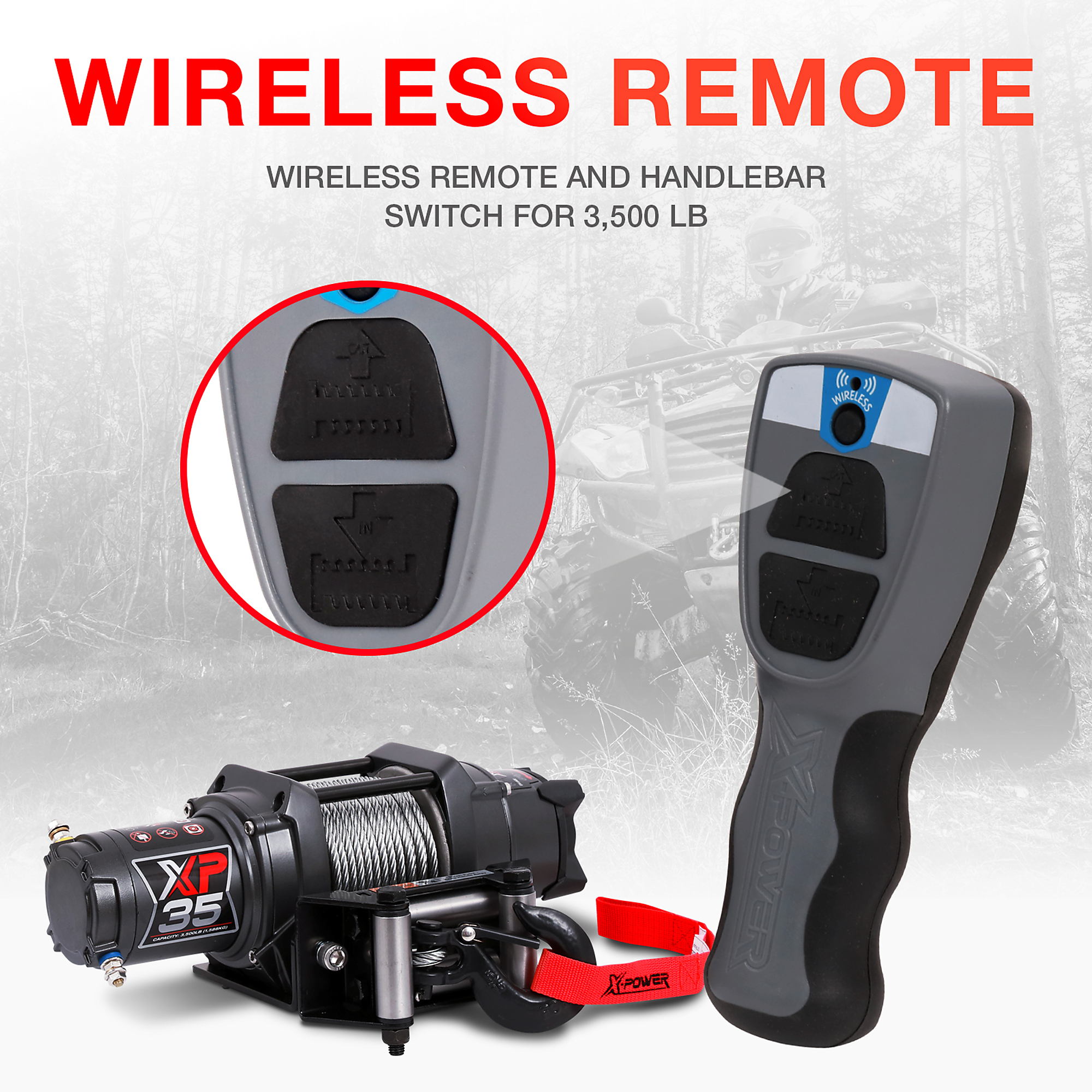 XPower, 3500 LBS. WINCH STEEL, Capacity (Line Pull) 3500 lb, Model 10802013 Northern Tool