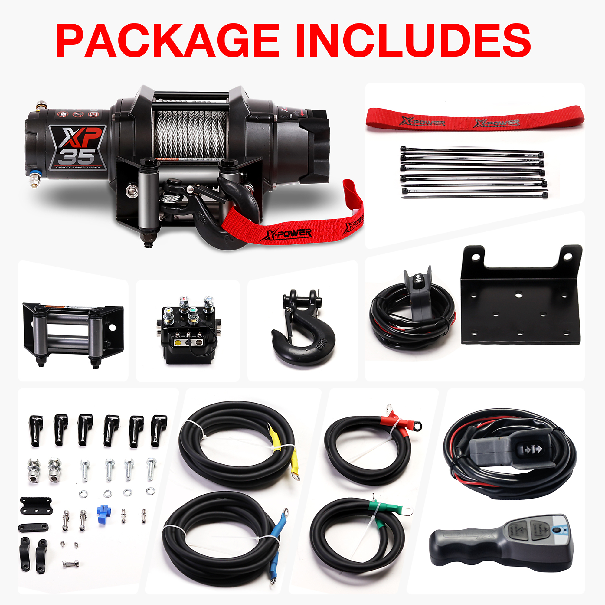 XPower, 3500 LBS. WINCH STEEL, Capacity (Line Pull) 3500 lb, Model 10802013 Northern Tool