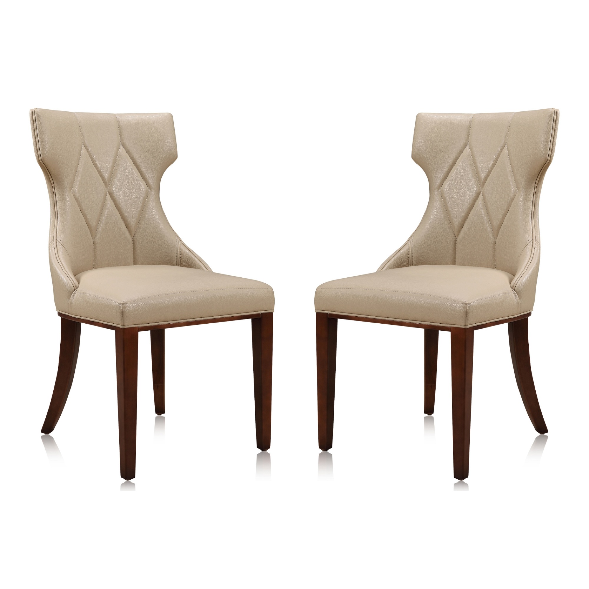 Manhattan Comfort, Reine Cream Faux Leather Chair Set of Two, Primary