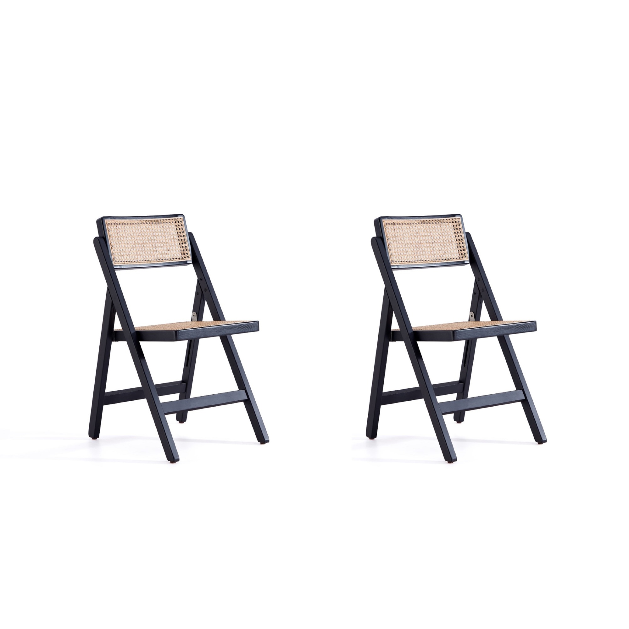 Manhattan Comfort, Pullman Chair in Black and Cane 2-Set, Primary Color  Black, Included (qty.) 2 Model# DCCA08