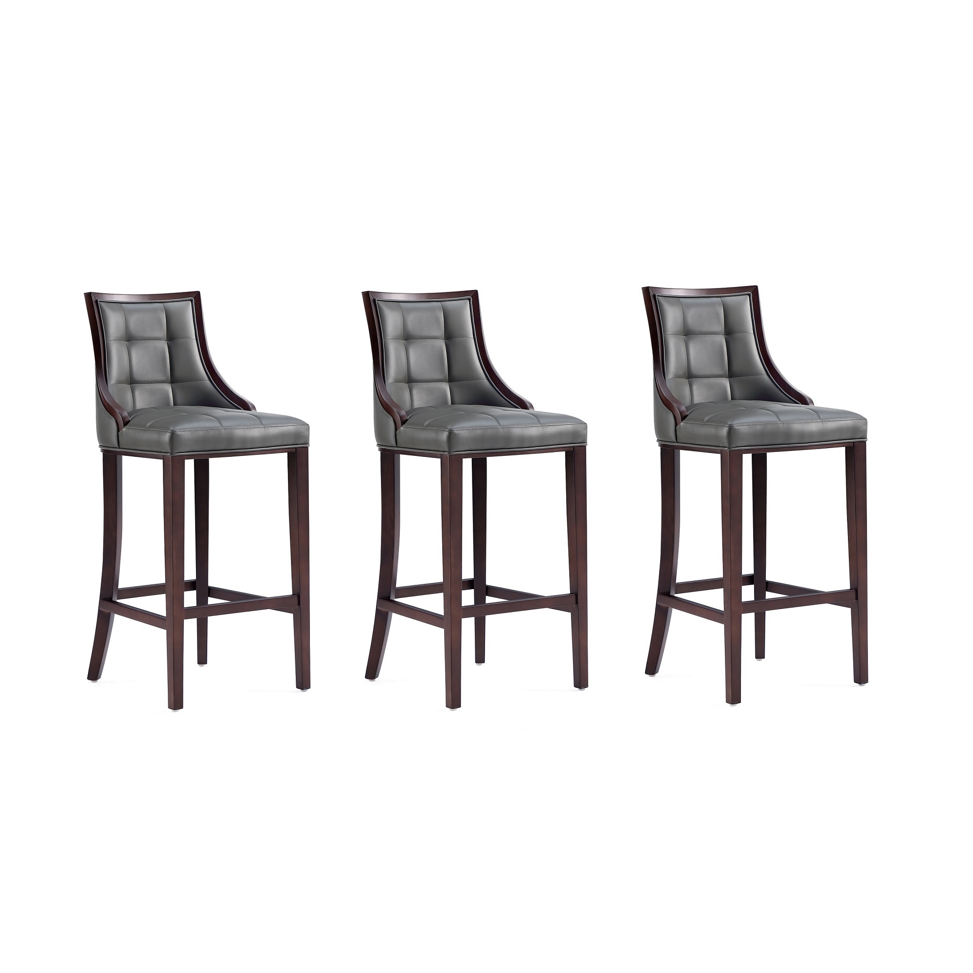 Manhattan Comfort, Fifth Avenue Faux Leather Stool in Pebble Set of 3 Primary Color Gray, Included (qty.) 3 Model# 3-BS007