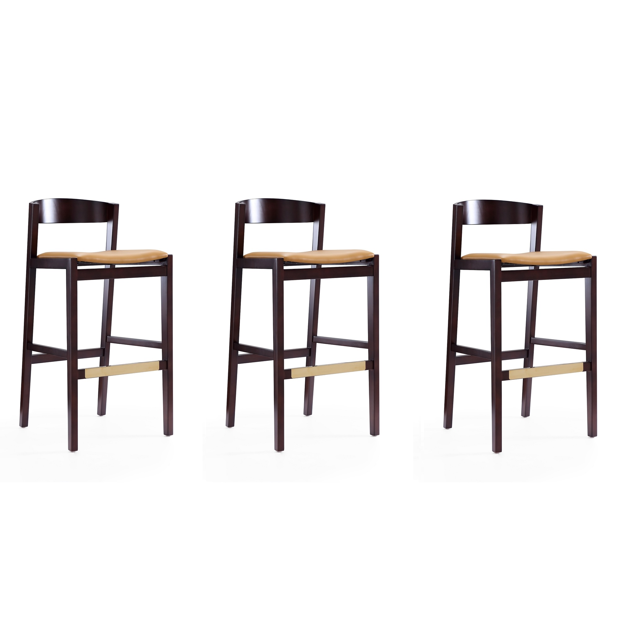 Manhattan Comfort, Klismos 40.75in. Camel Beech Wood Stool Set of 3 Primary Color Camel, Included (qty.) 3 Model# 3-BS014