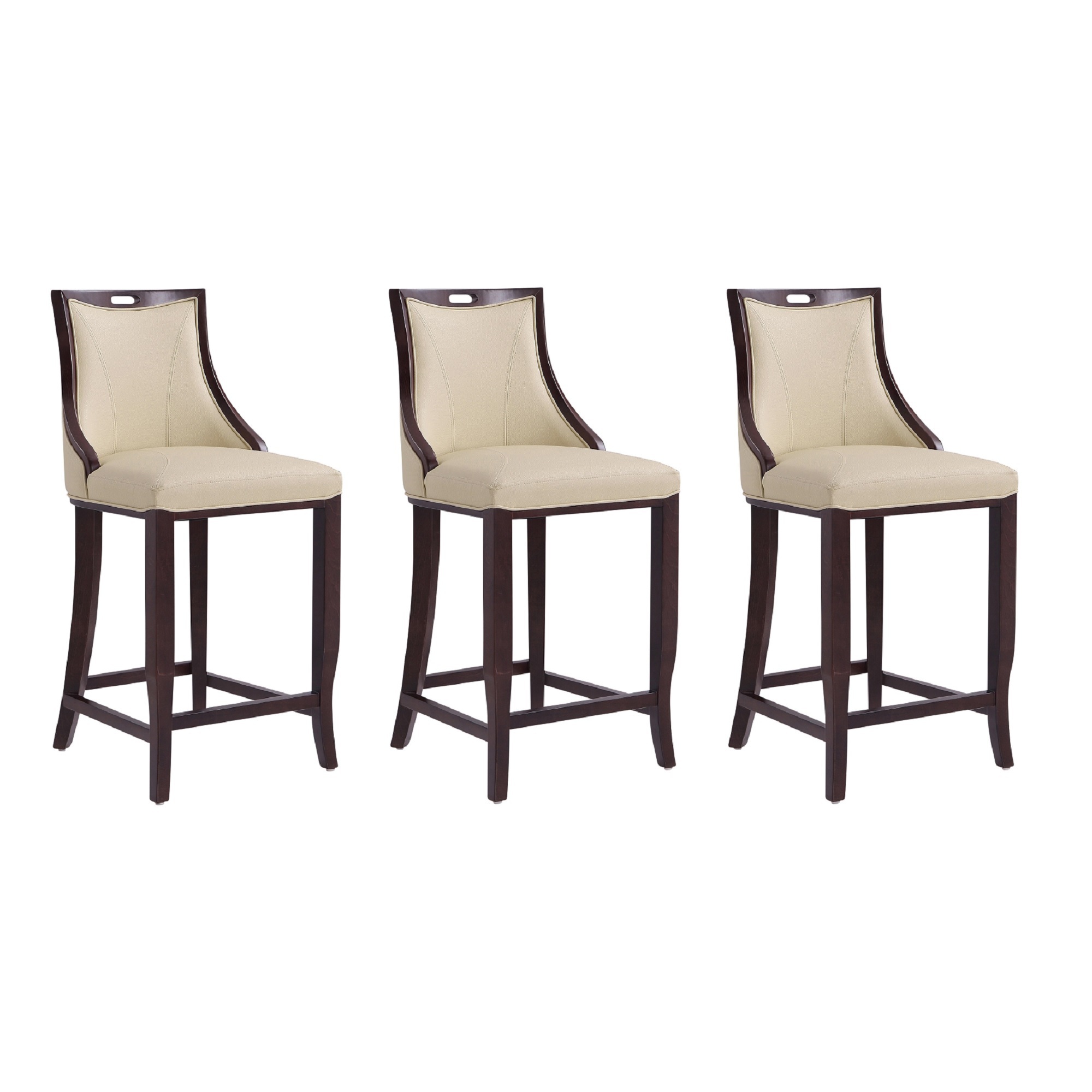 Manhattan Comfort, Emperor 41in. Cream Beech Wood Stool Set of 3 ...