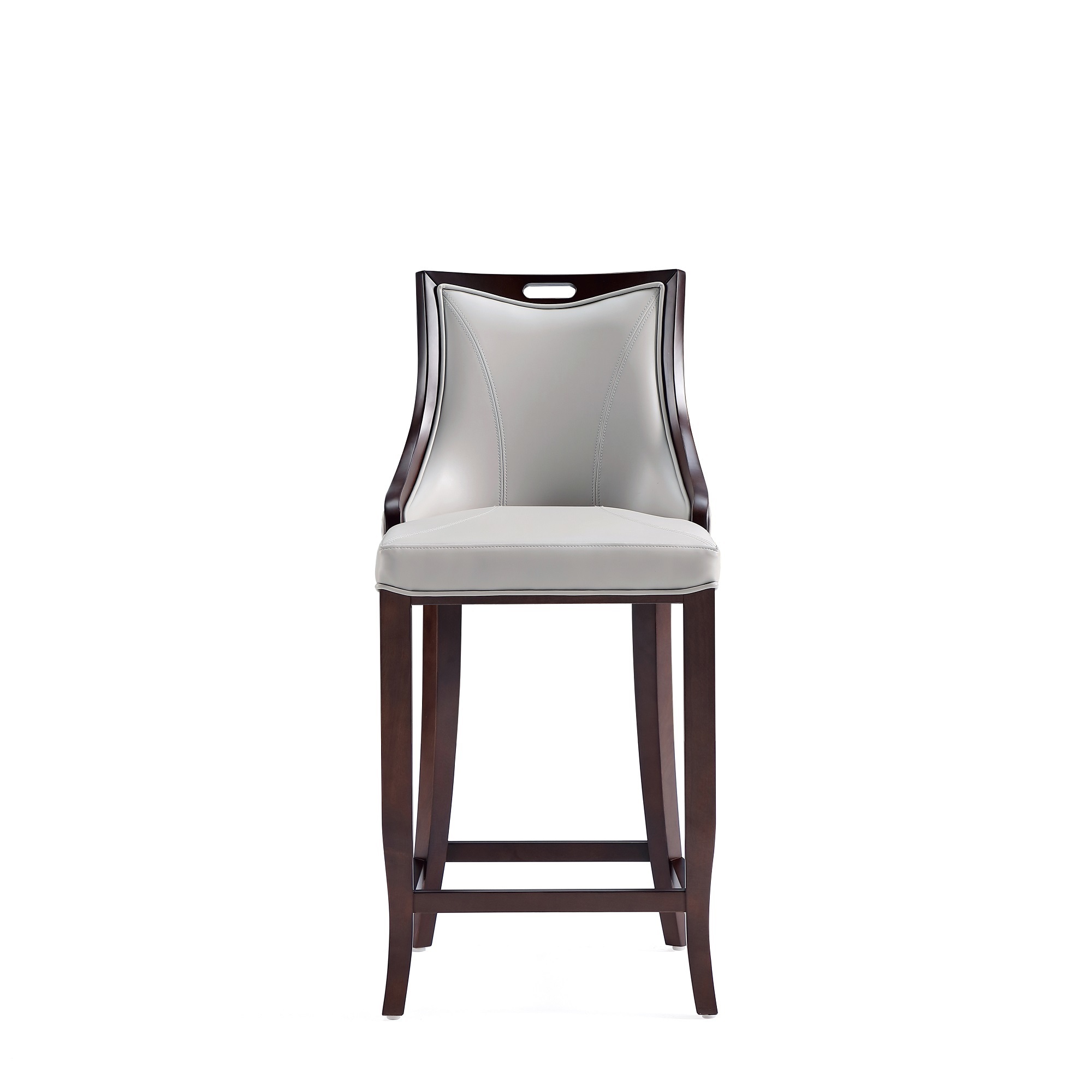 Manhattan Comfort, Emperor Faux Leather Barstool in Light Grey, Primary ...