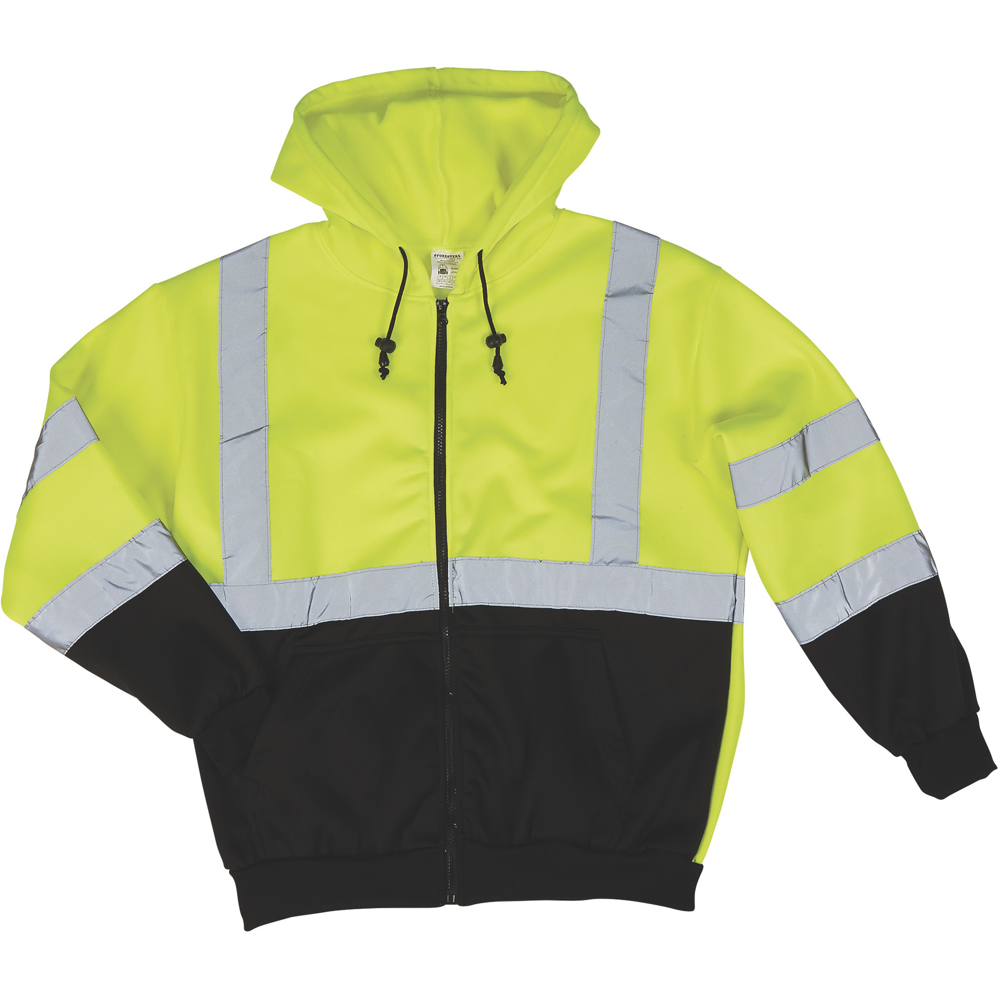 Forester Men's Class 3 High Visibility Hooded Safety Sweatshirt, Lime/Black, Medium