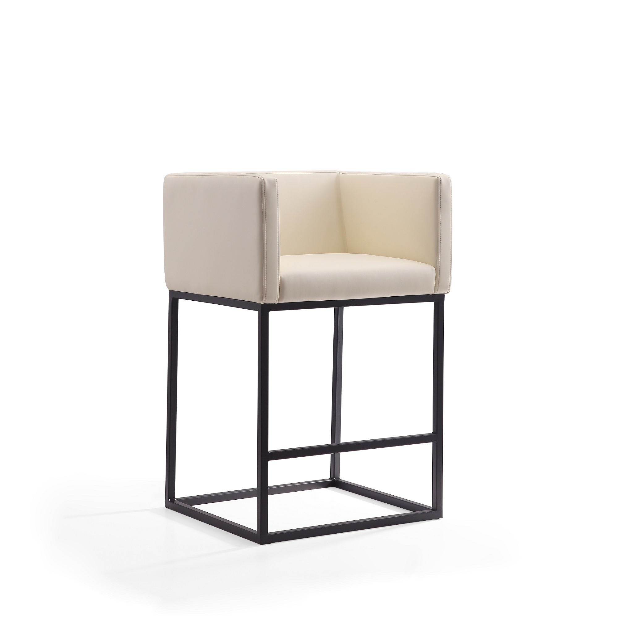 Manhattan Comfort, Embassy 34in. Cream and Black Metal Height Stool, Primary Color Cream, Included (qty.) 1 Model# CS011