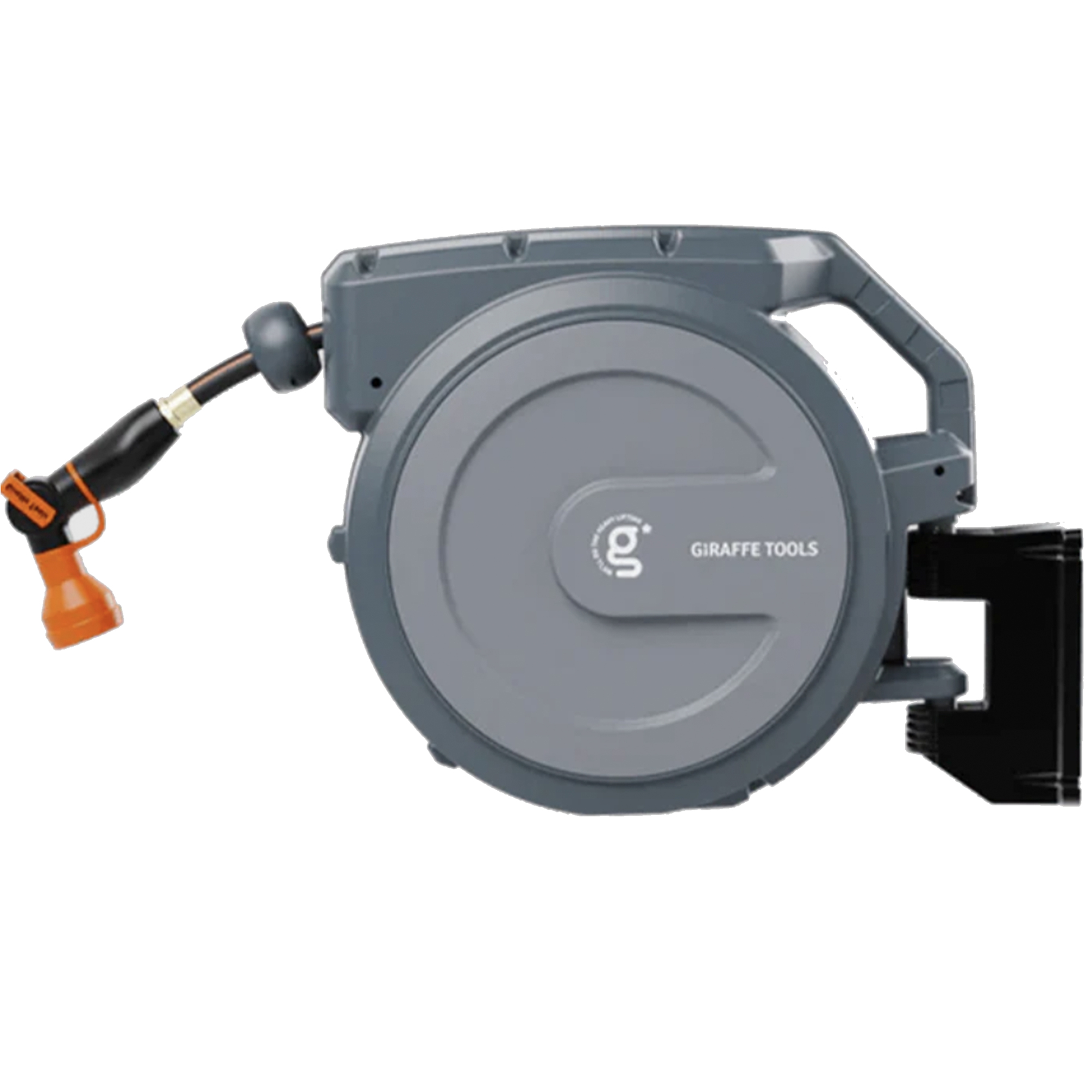 Giraffe Tools, Garden Hose Reel 5/8in. 90ft.Metal,Wall Mounted,GY, Hose  Length Capacity 90 ft, Color Gray, Model# AW4058US-MB